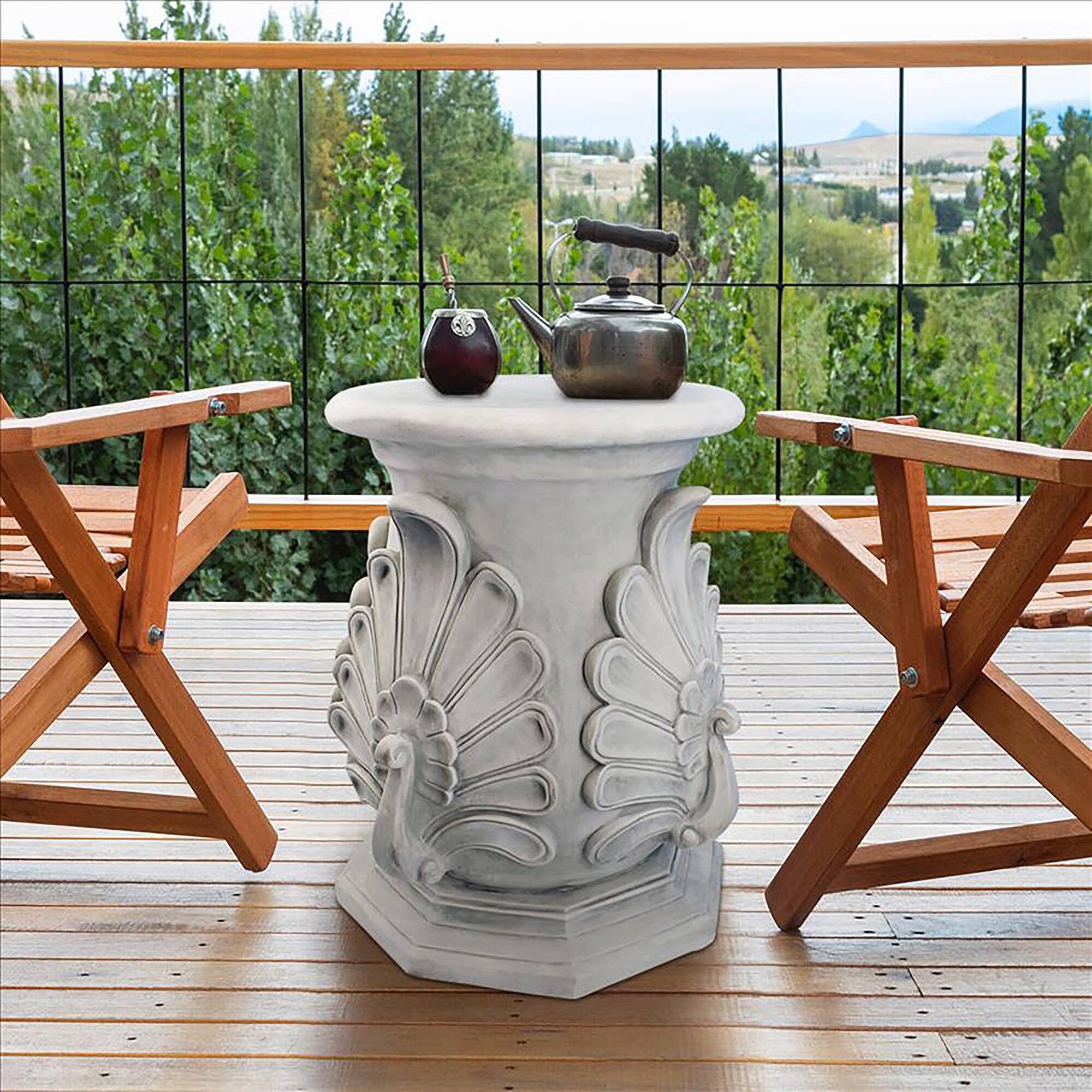 Design Toscano&#xAE; 19&#x22; Antique Stone Classic Peacock Statuary Pedestal