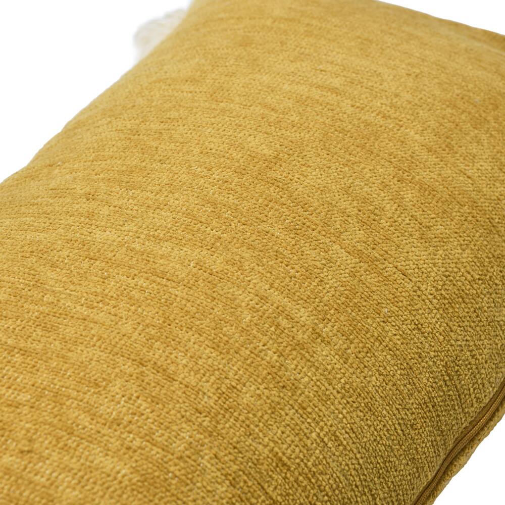 Hello Honey&#xAE; Yellow Chenille Lumbar Pillow with Tassels