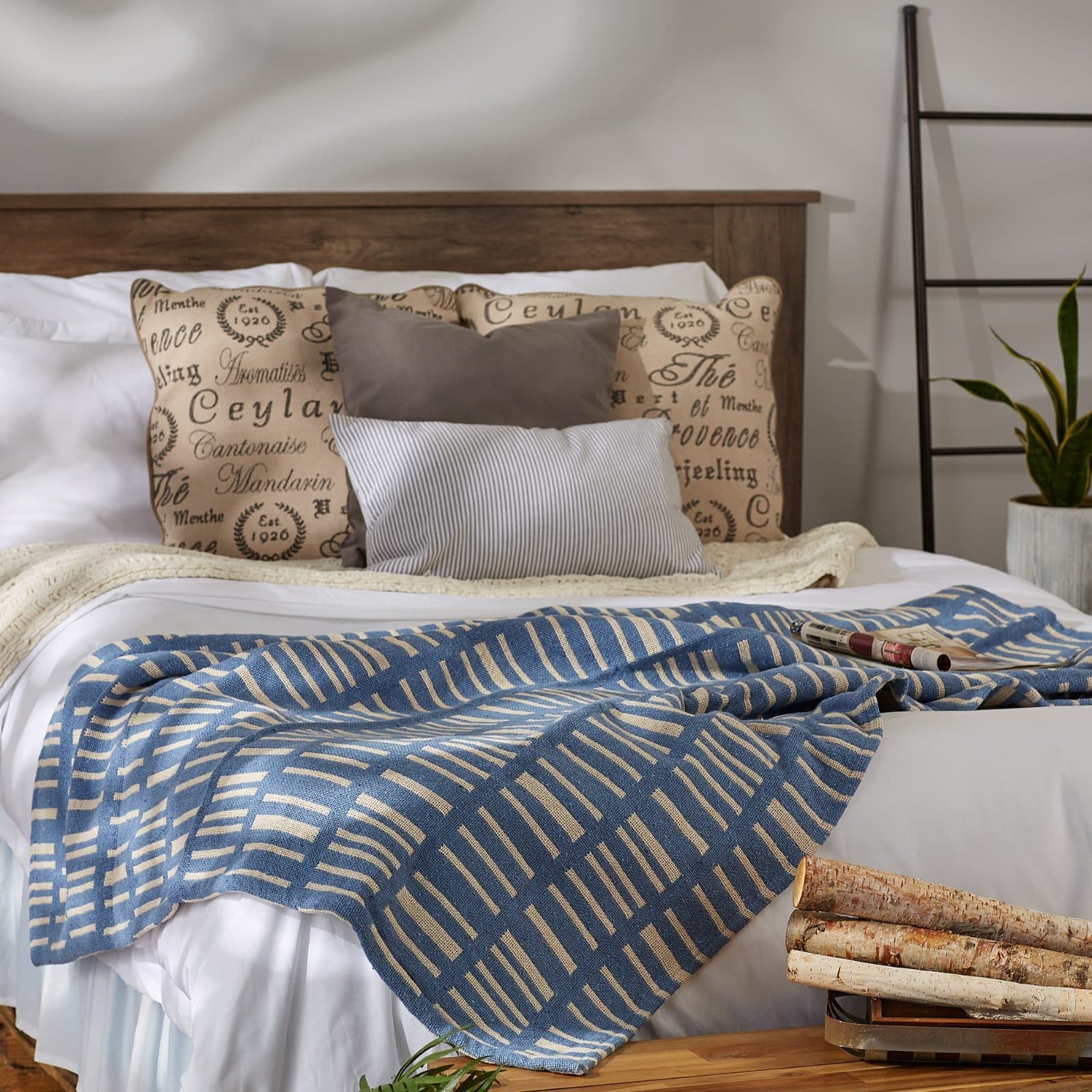 DII® Stonewash Blue Urban Jacquard Throw