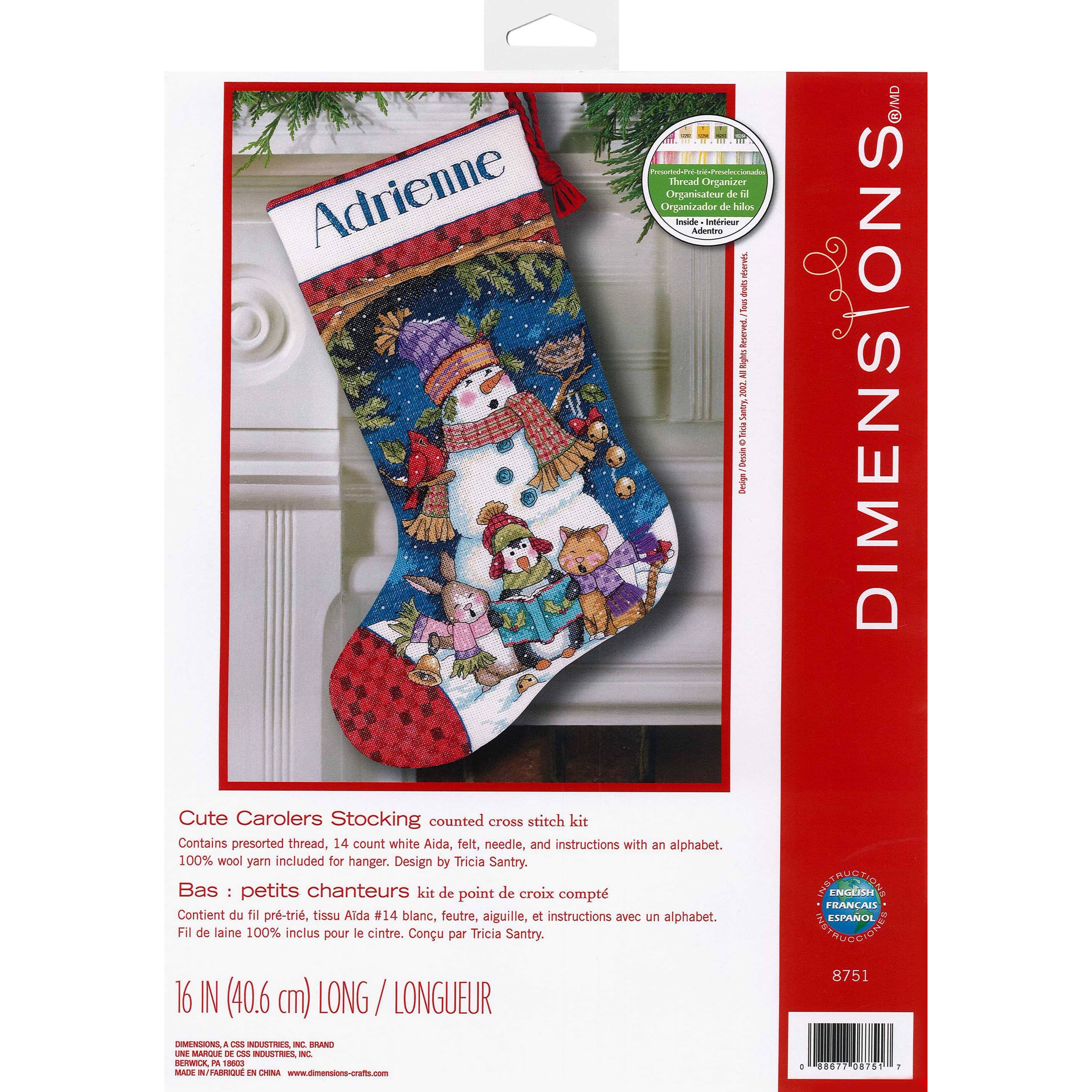 Dimensions Counted Cross Stitch Kit 16 Long -Skating Stocking 14