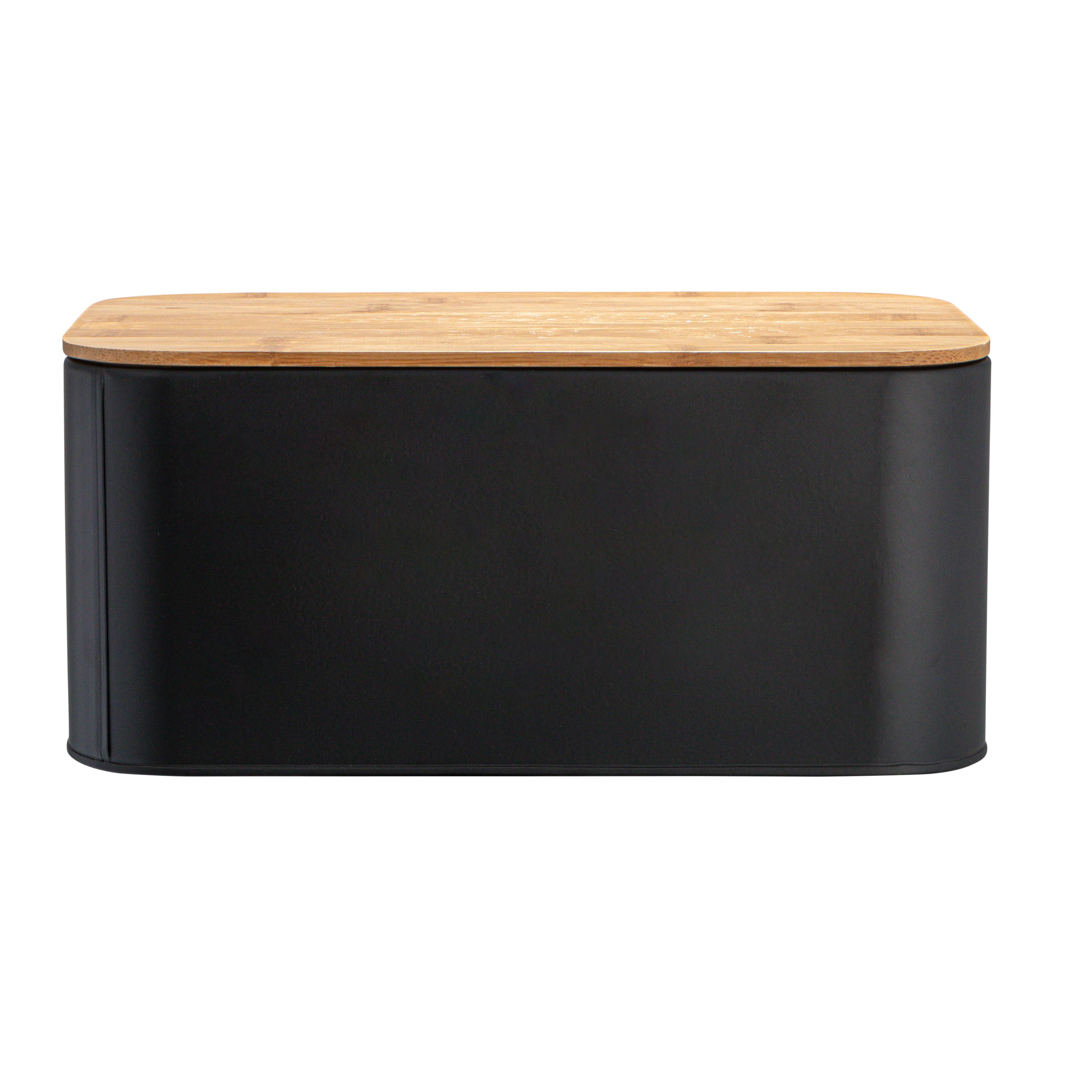 Hello Honey&#xAE; 11.75&#x22; Black Metal Bread Bin with Bamboo Lid