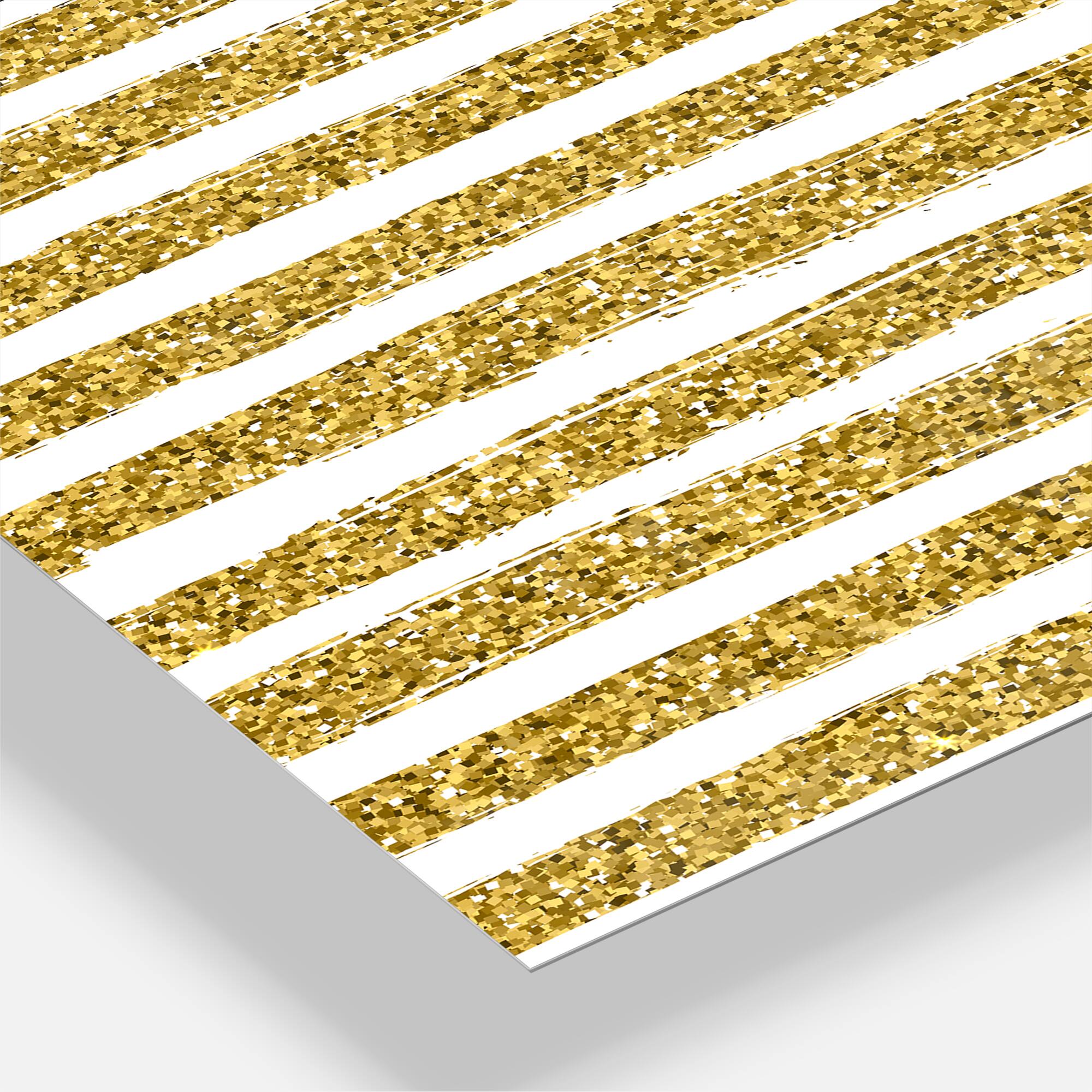 Designart 'Golden Horizontal Lines Oversized Mid-Century Modern Multipanel Wall Clock