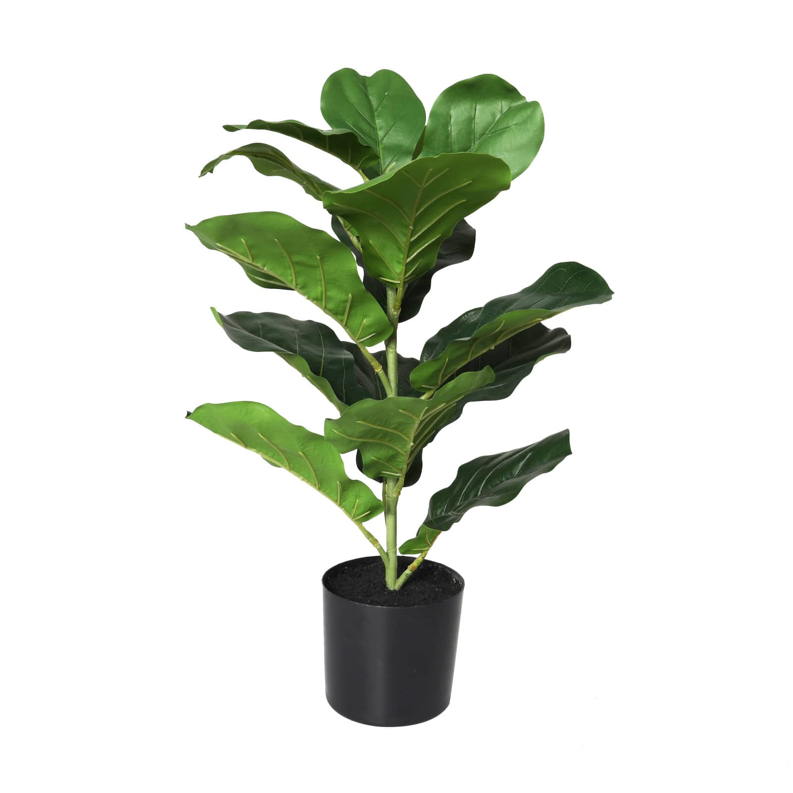 21&#x22; Fiddle Leaf Artificial Plant with Black Pot