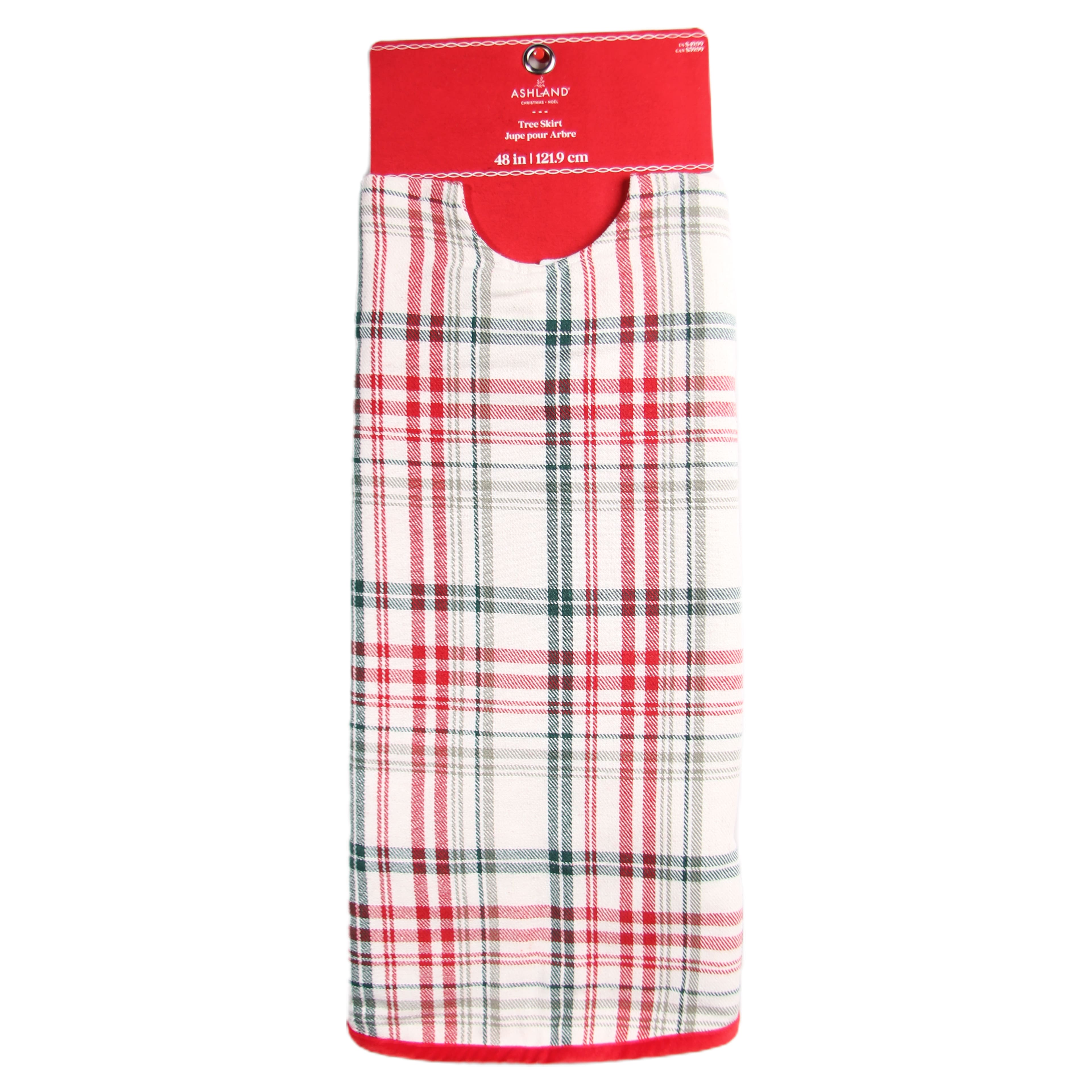 48&#x22; Red &#x26; Green on White Plaid Tree Skirt by Ashland&#xAE;