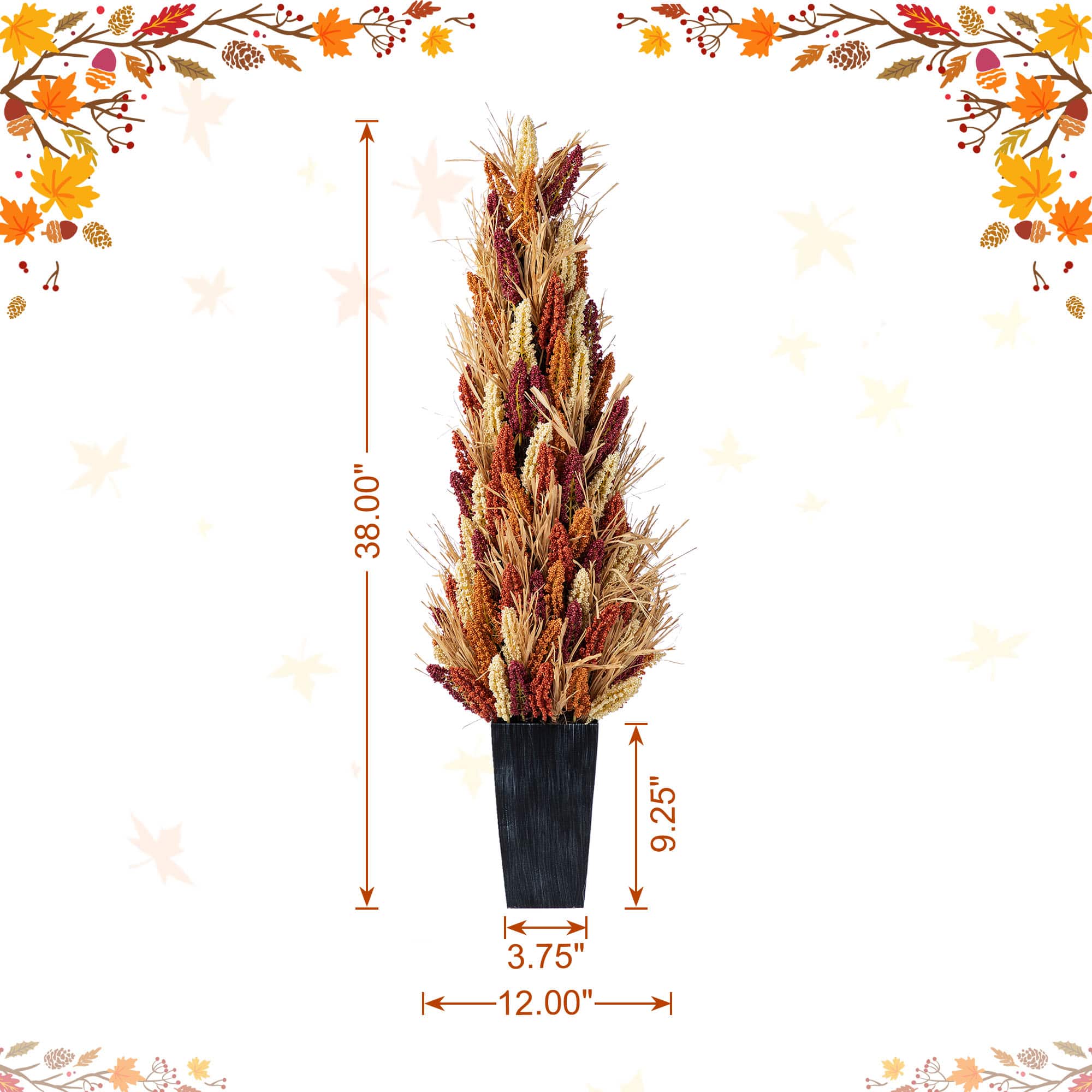 Glitzhome® 38" Fall Multi-Colored Sorghum Porch Tree