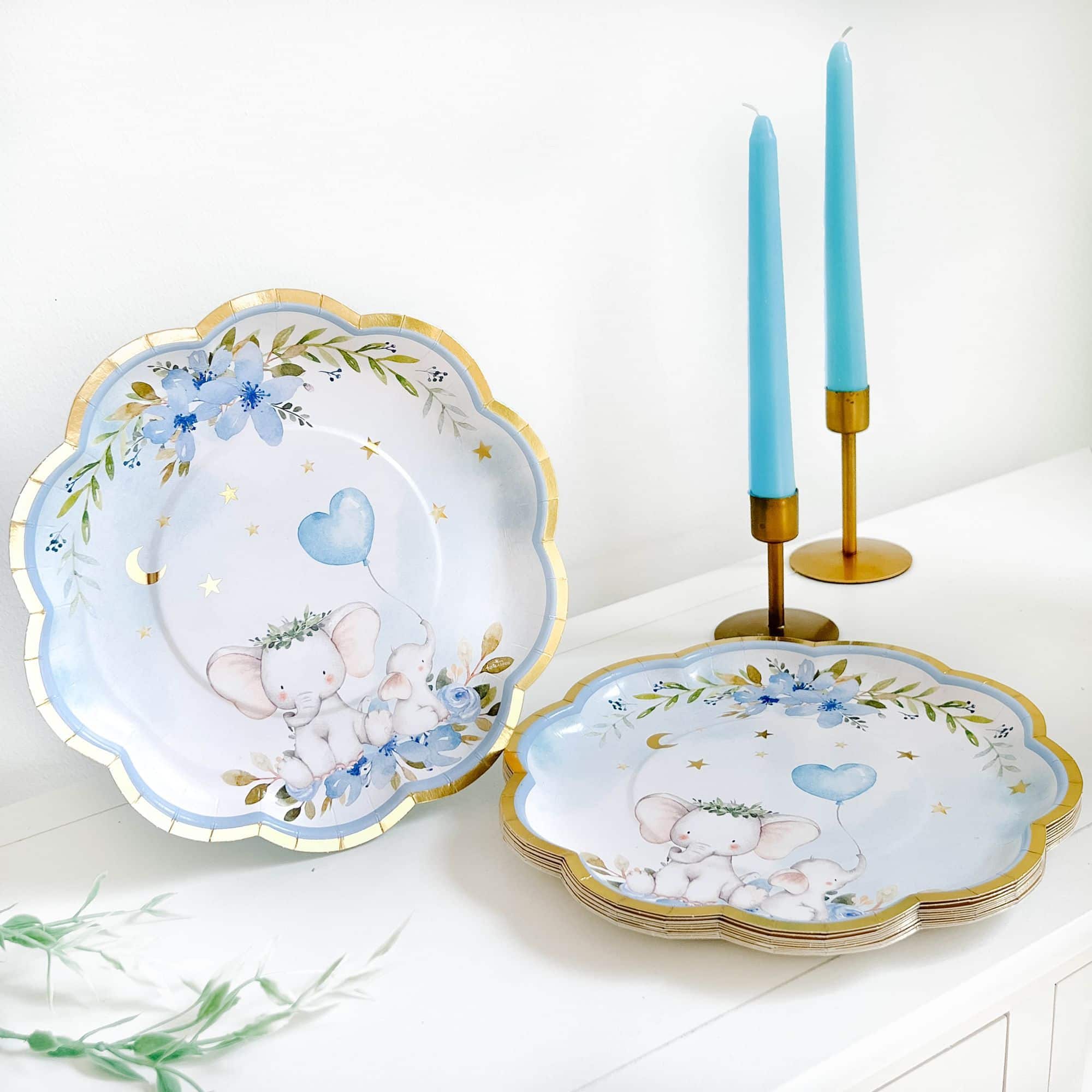 Kate Aspen® 9" Blue Elephant Baby Shower Premium Paper Plates, 16ct.