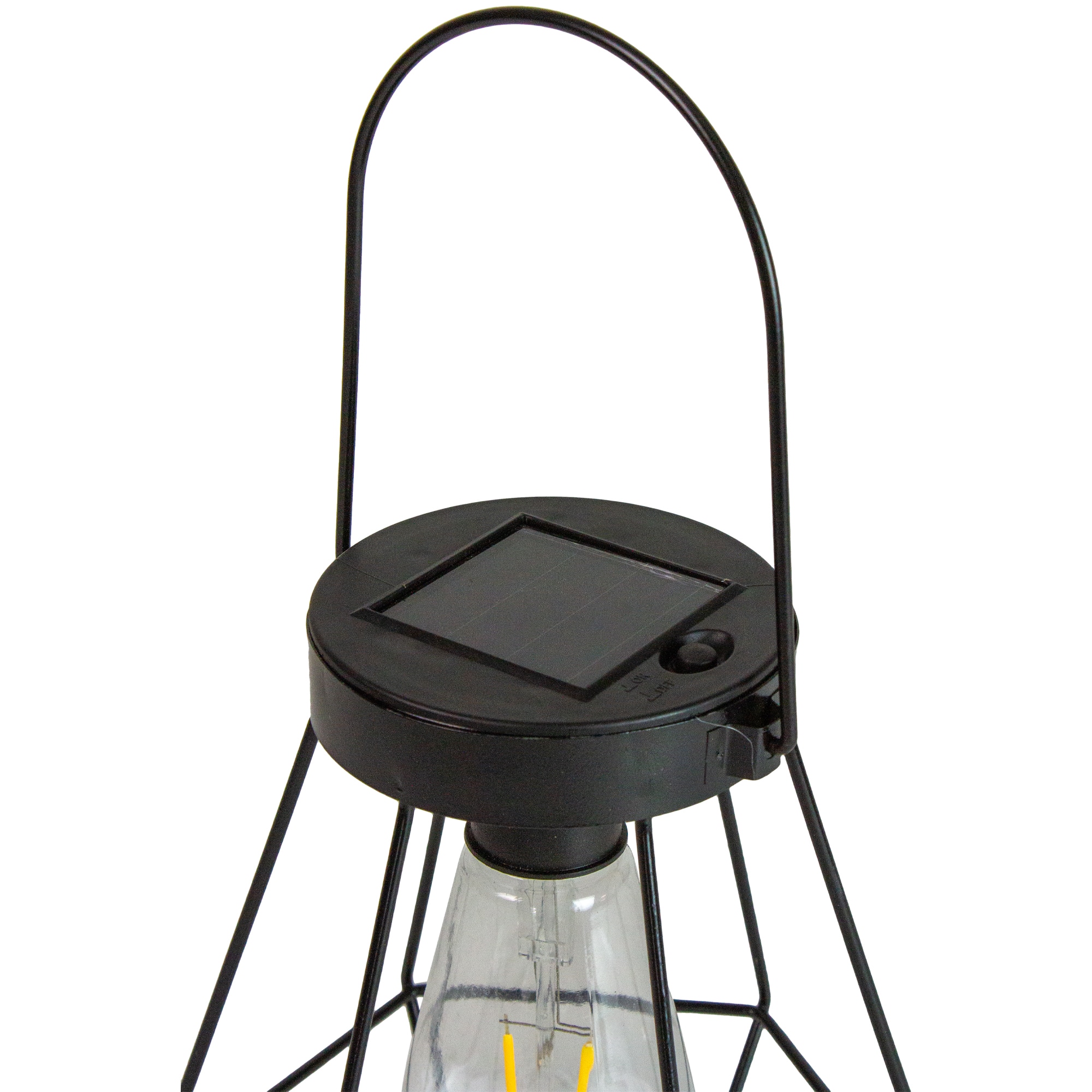 7.5" Black Geometric Outdoor Hanging Solar Lantern