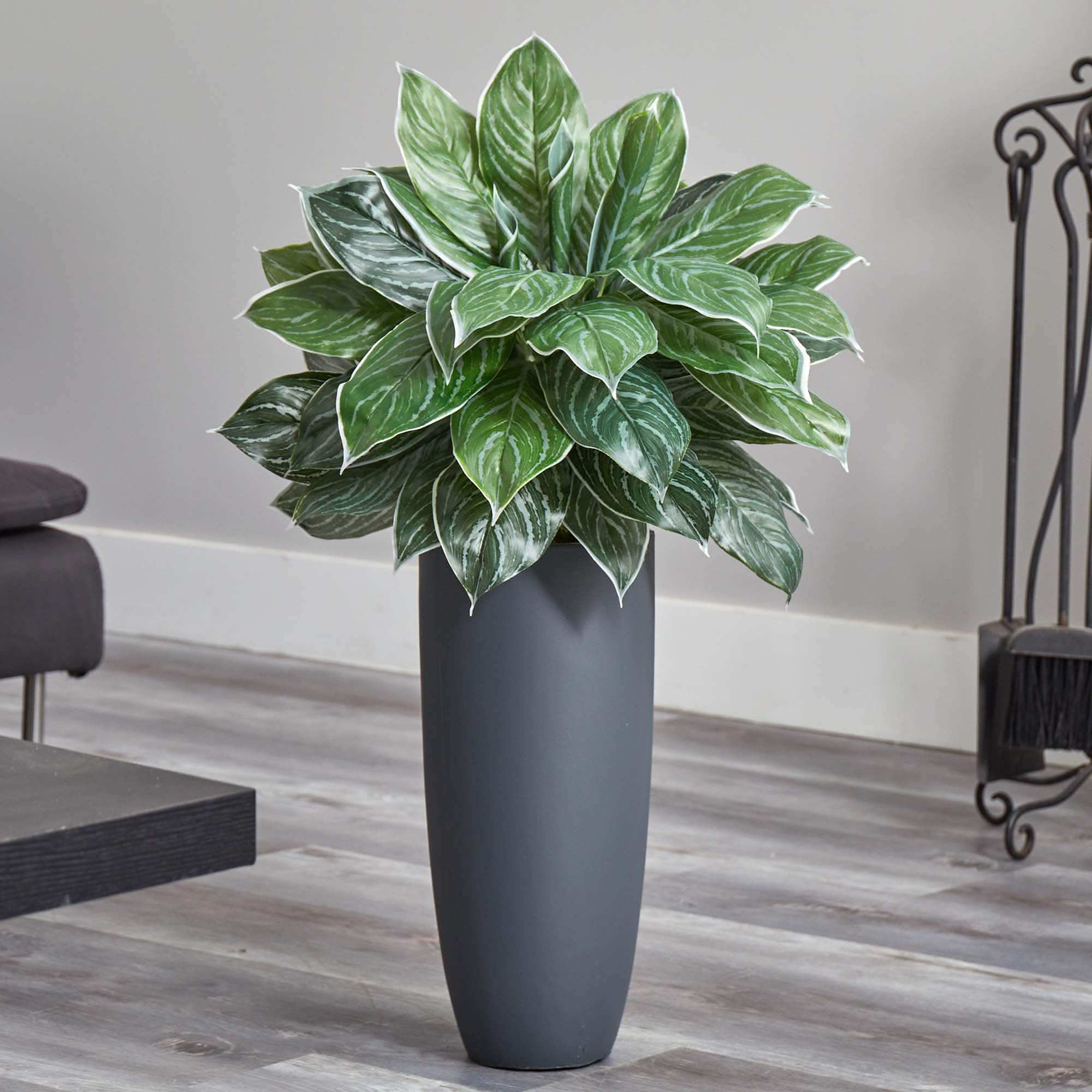 3ft. Real Touch&#x2122; Chinese Evergreen Plant in Tall Black Planter