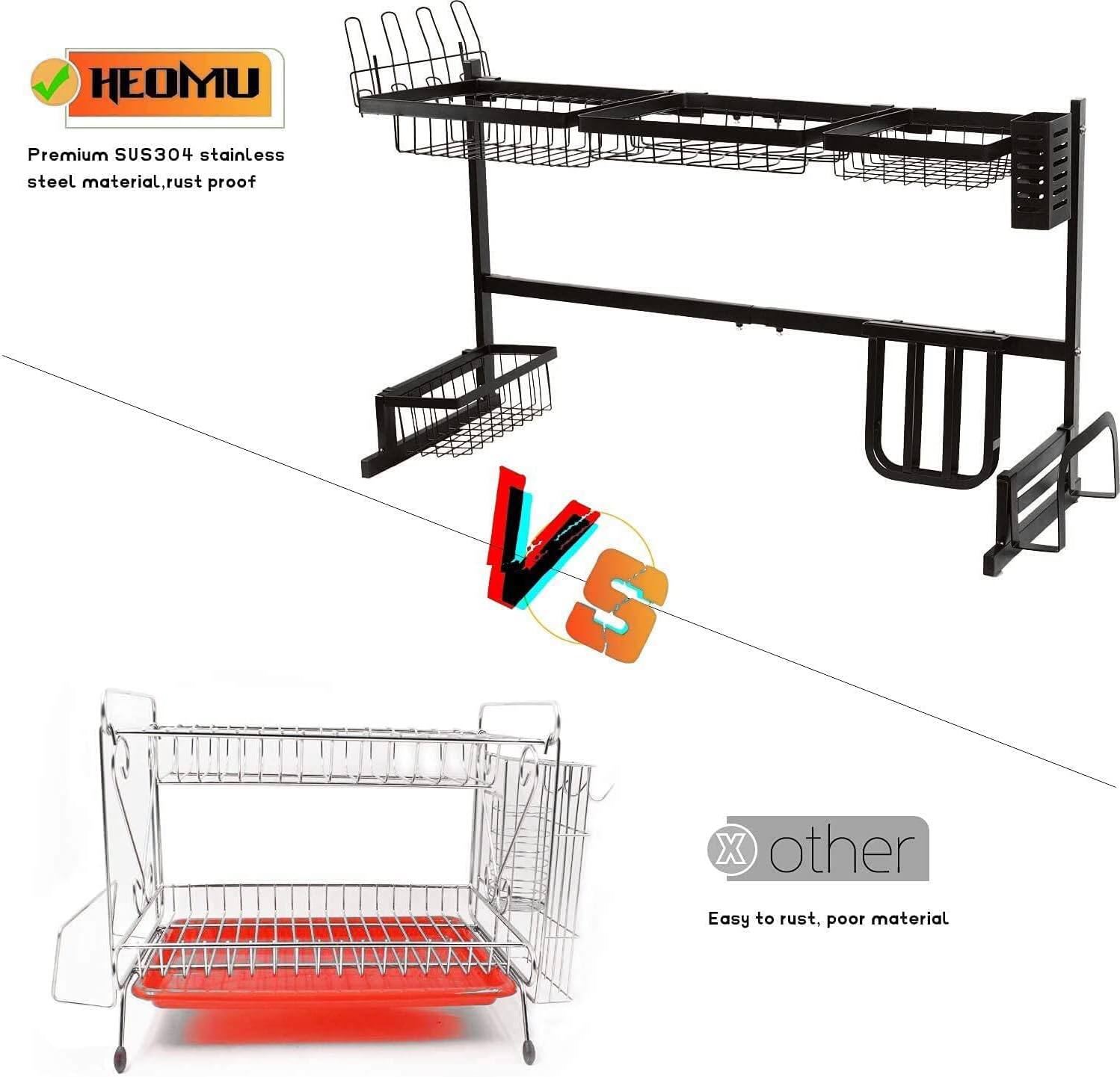 NEX&#x2122; 38&#x22; Black 2-Tier Stainless Steel Over the Sink Dish Rack