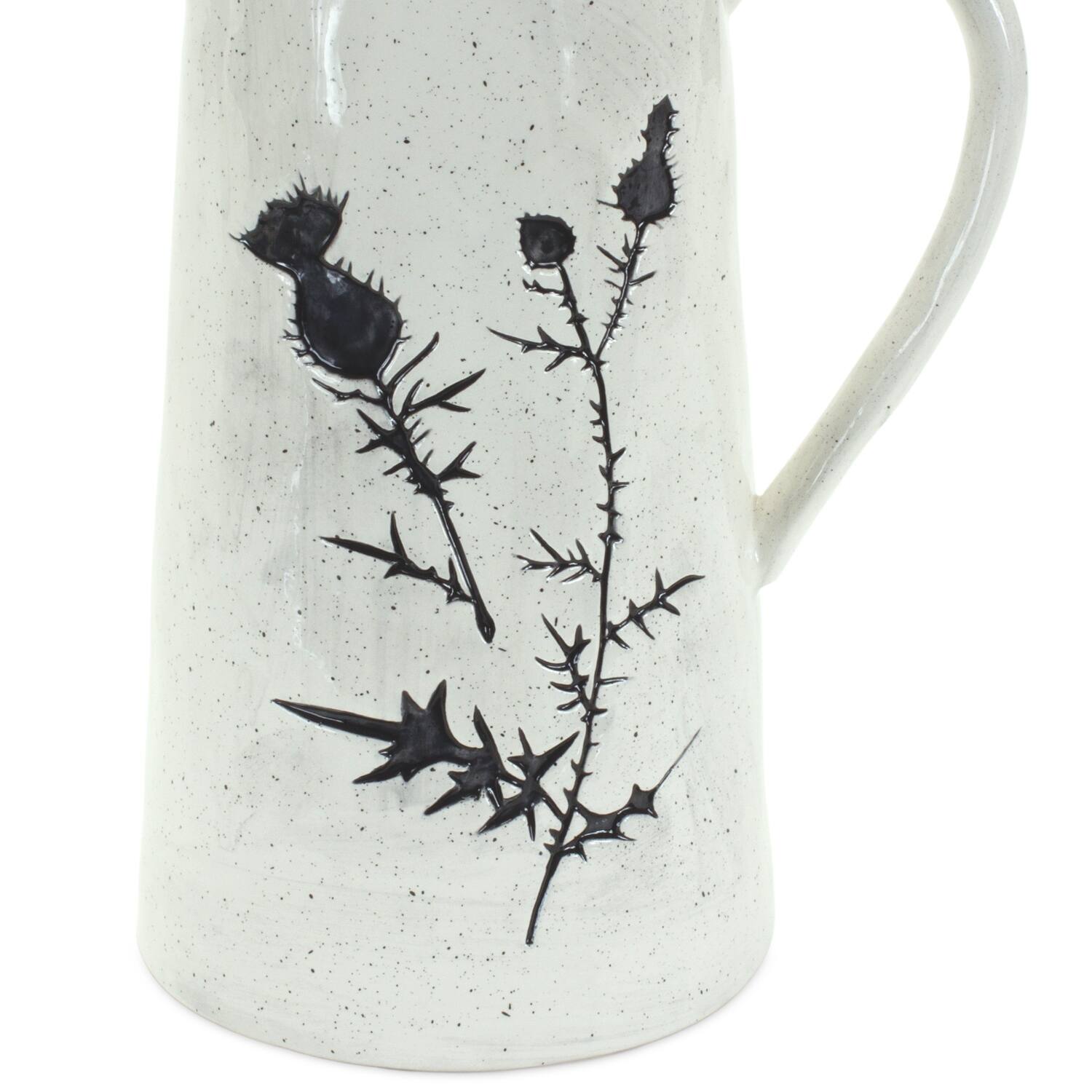 10" Speckled Rustic Thistle Etched Pitcher Vases, 2ct.