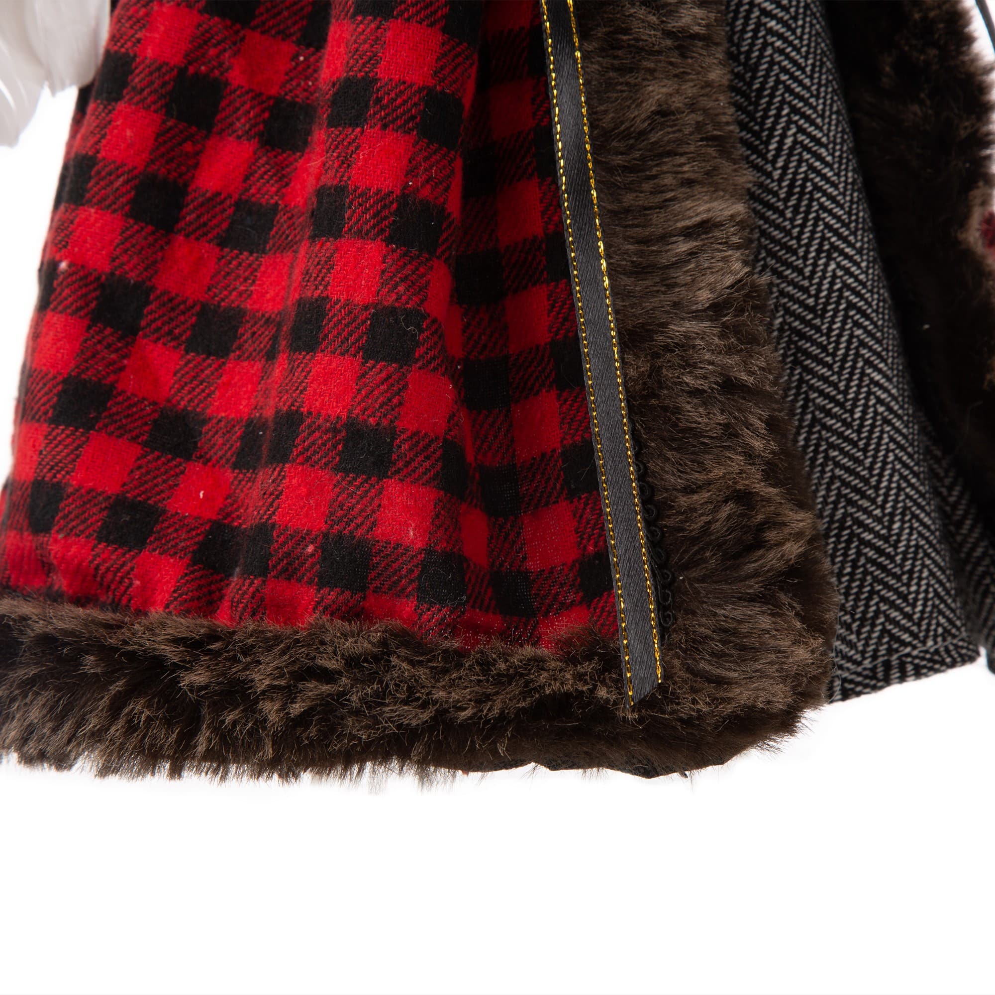 Glitzhome® 16" Red Plaid Faux Fur Angel Tree Topper