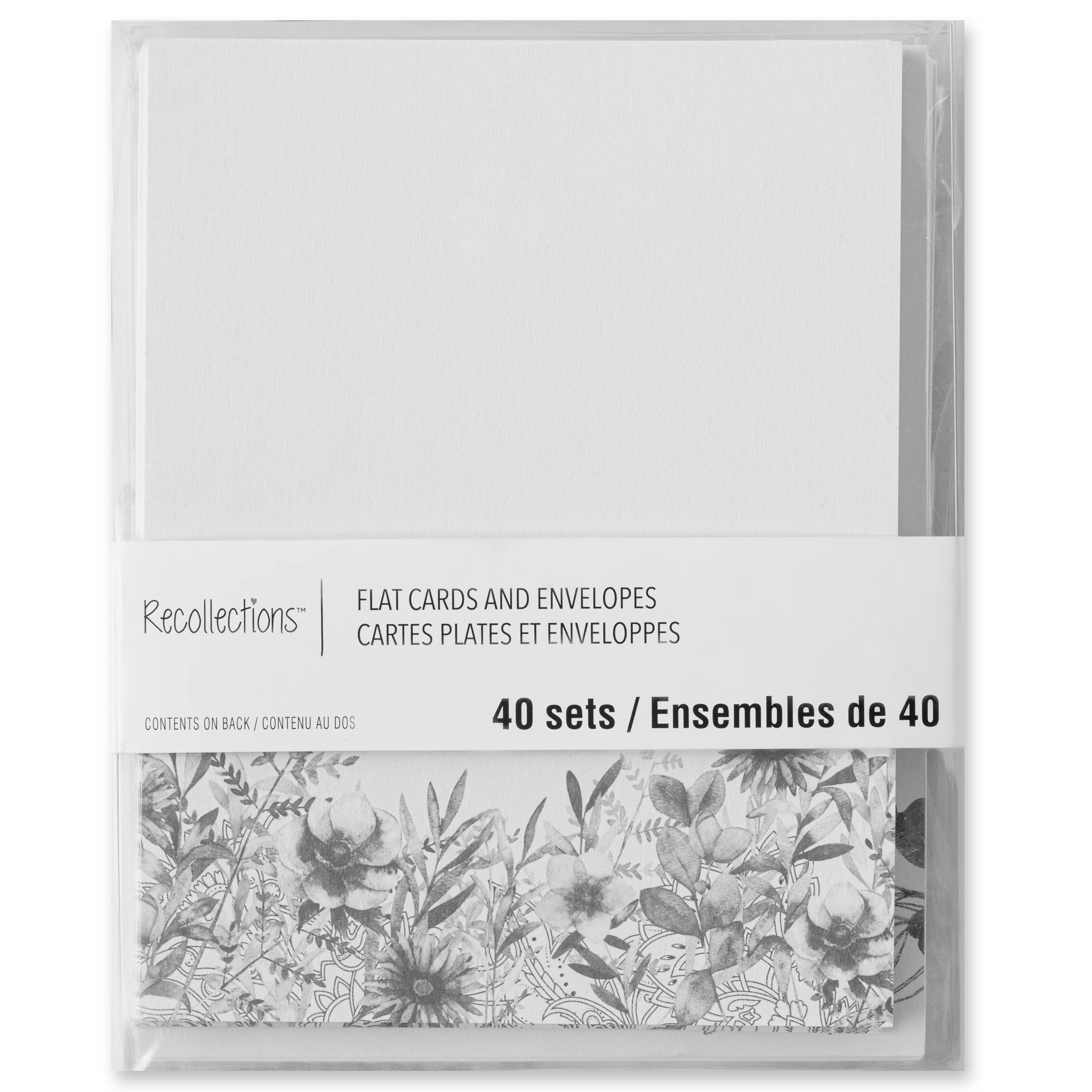 12 Packs: 40 ct. (480 total) 4.25" x 5.5" Black Floral Flat Cards & Envelopes by Recollections™
