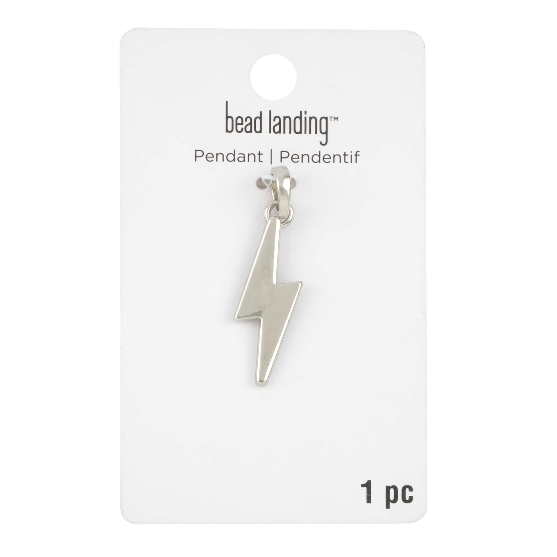 Silver Metal Lightning Bolt Pendant by Bead Landing&#x2122;