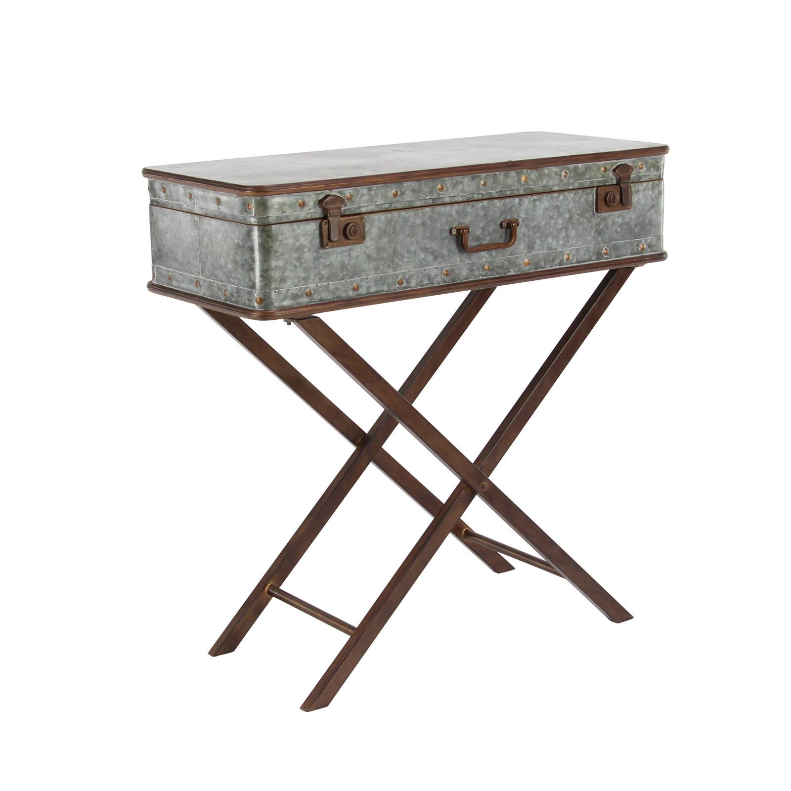 32" Gray Iron Farmhouse Accent Table