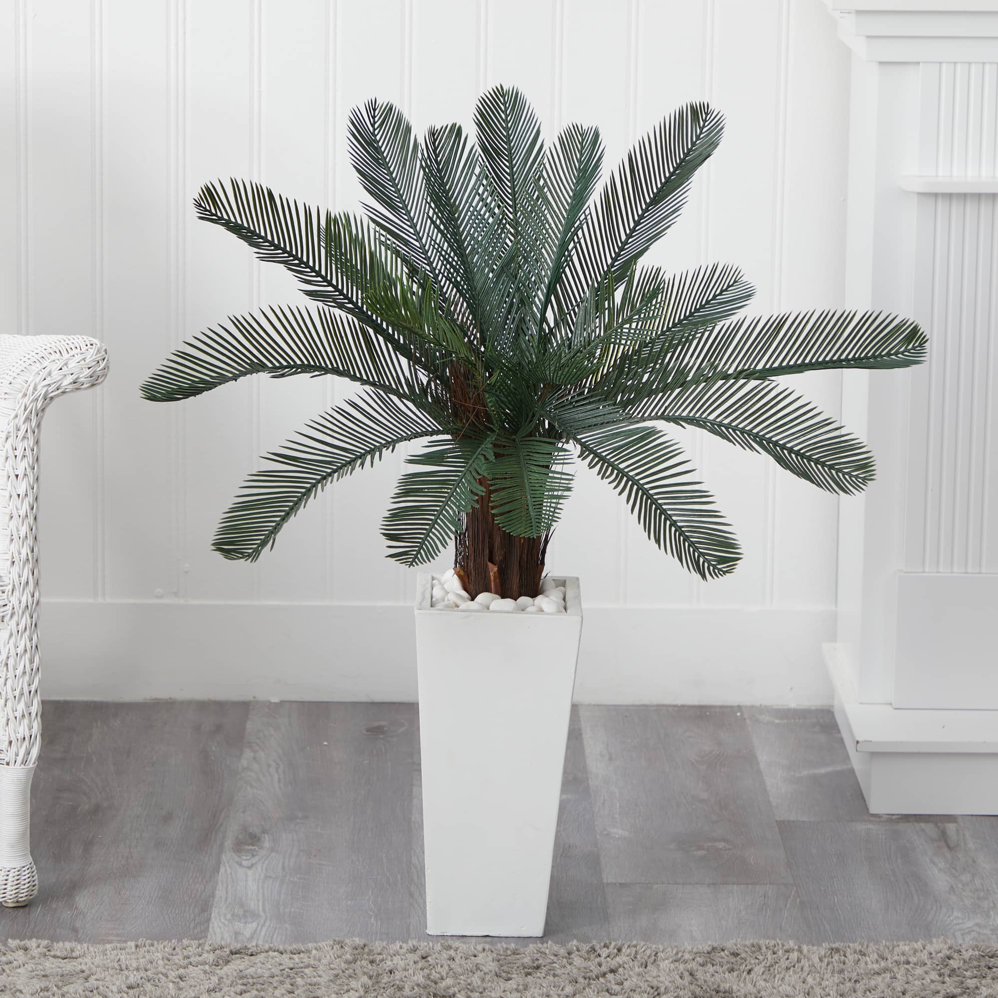 3.5ft. Cycas Tree in White Tower Planter