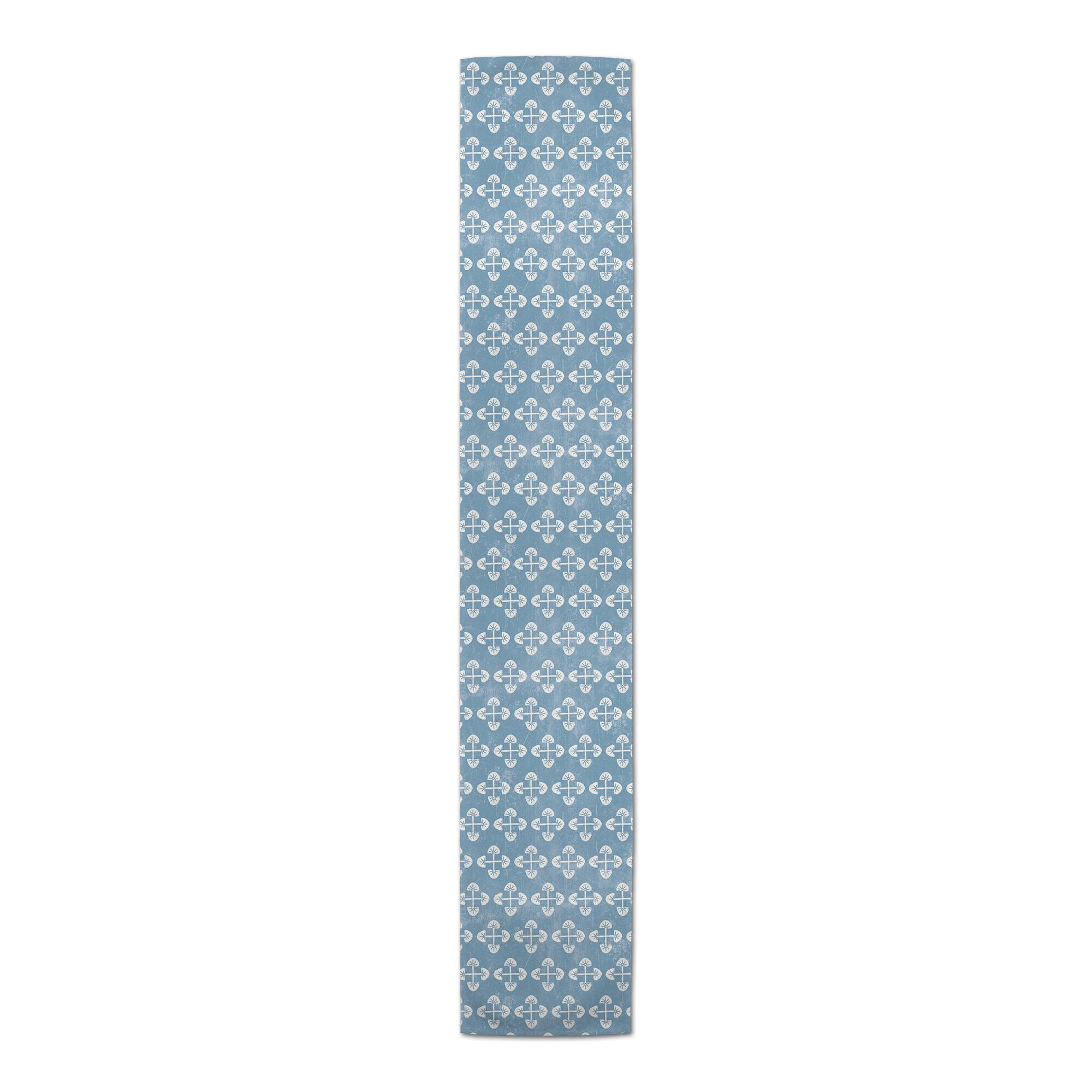 72" Blue Tribal Pattern Cotton Twill Runner