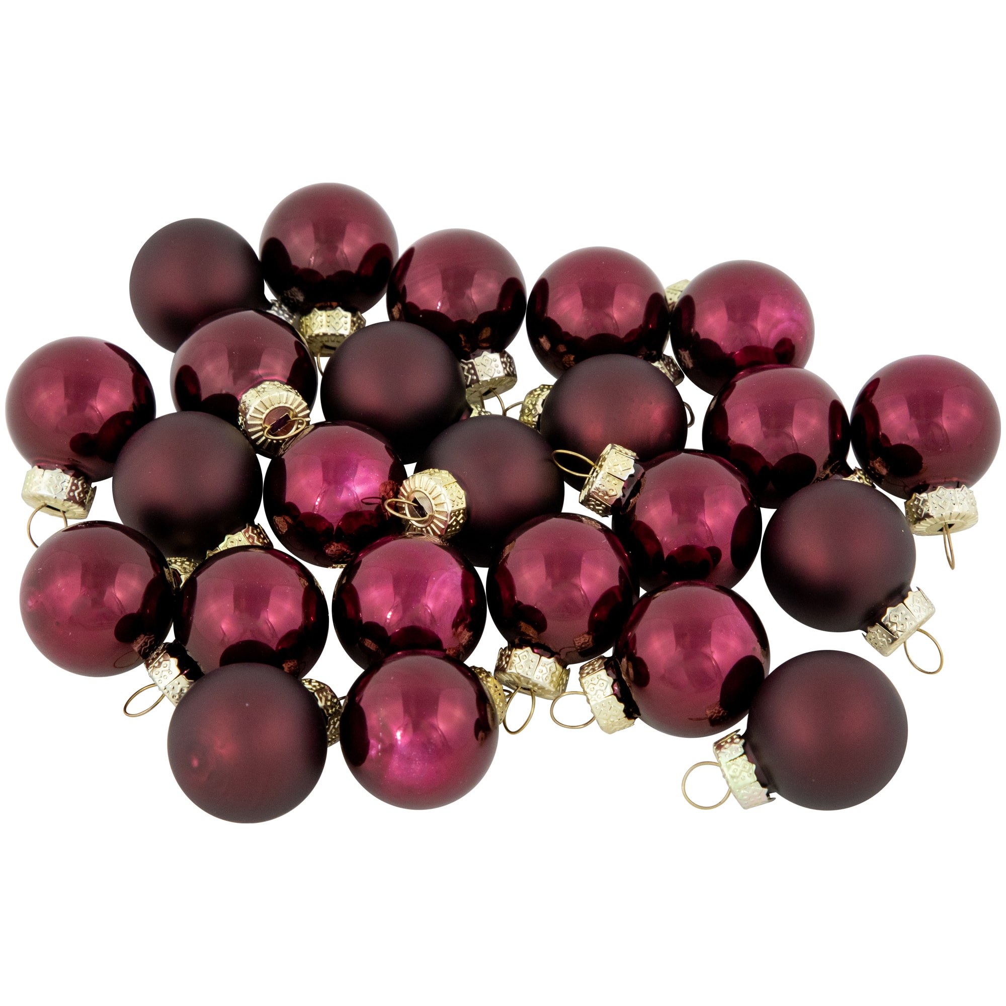 24ct. 1&#x22; Shiny &#x26; Matte Red Glass Ball Ornaments 