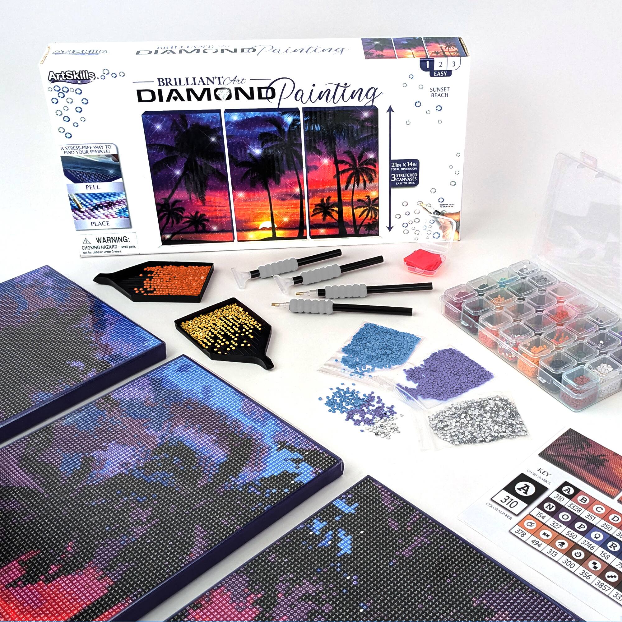 ArtSkills&#xAE; Brilliant Art Beach Sunset Stretched Canvas Diamond Painting Kit