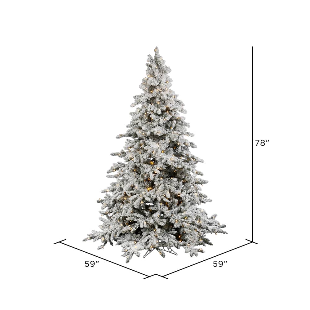 6.5ft. Pre-Lit Flocked Utica Fir Artificial Christmas Tree, Pure