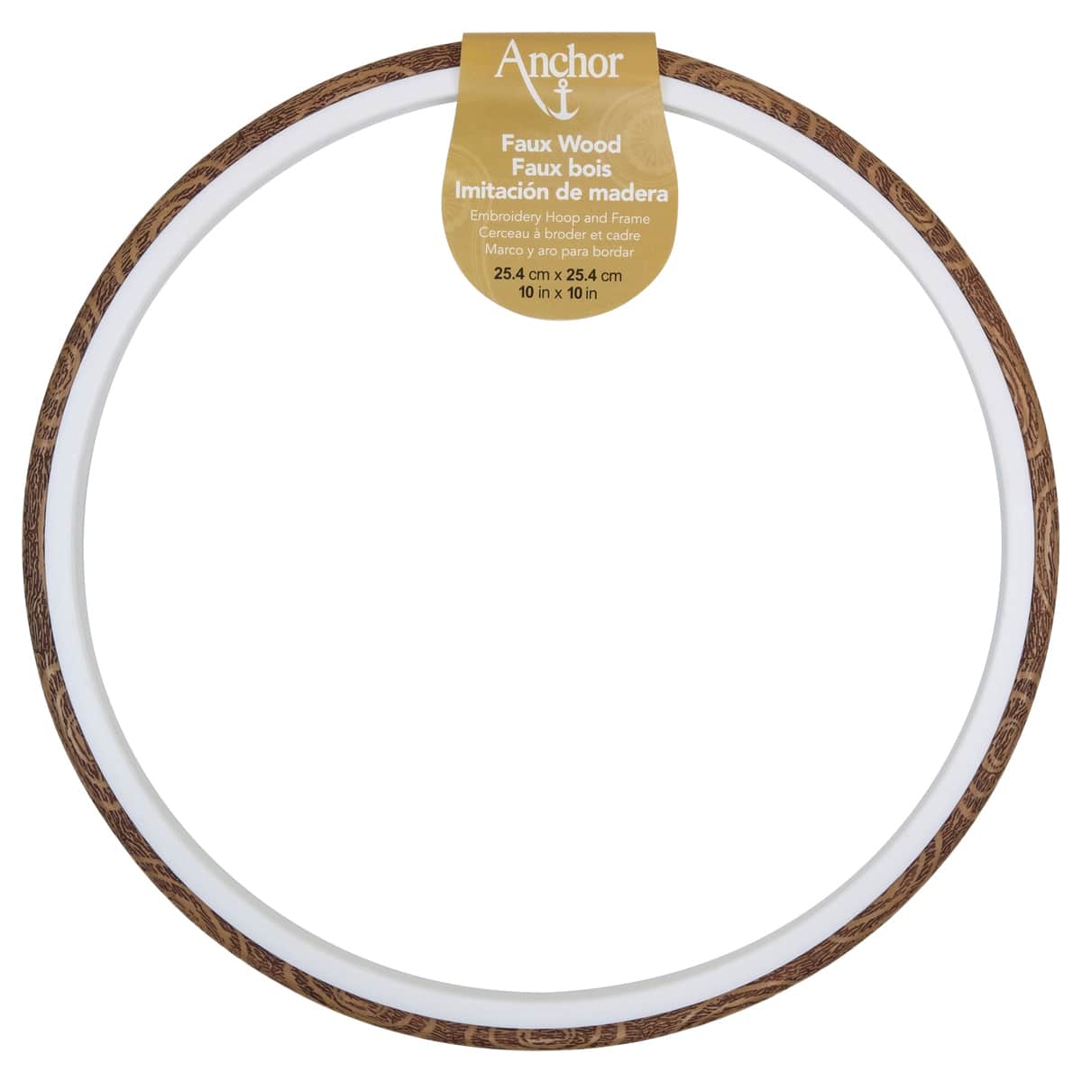 12 Pack: Anchor&#xAE; 10&#x22; Faux Wood Round Embroidery Hoop &#x26; Frame