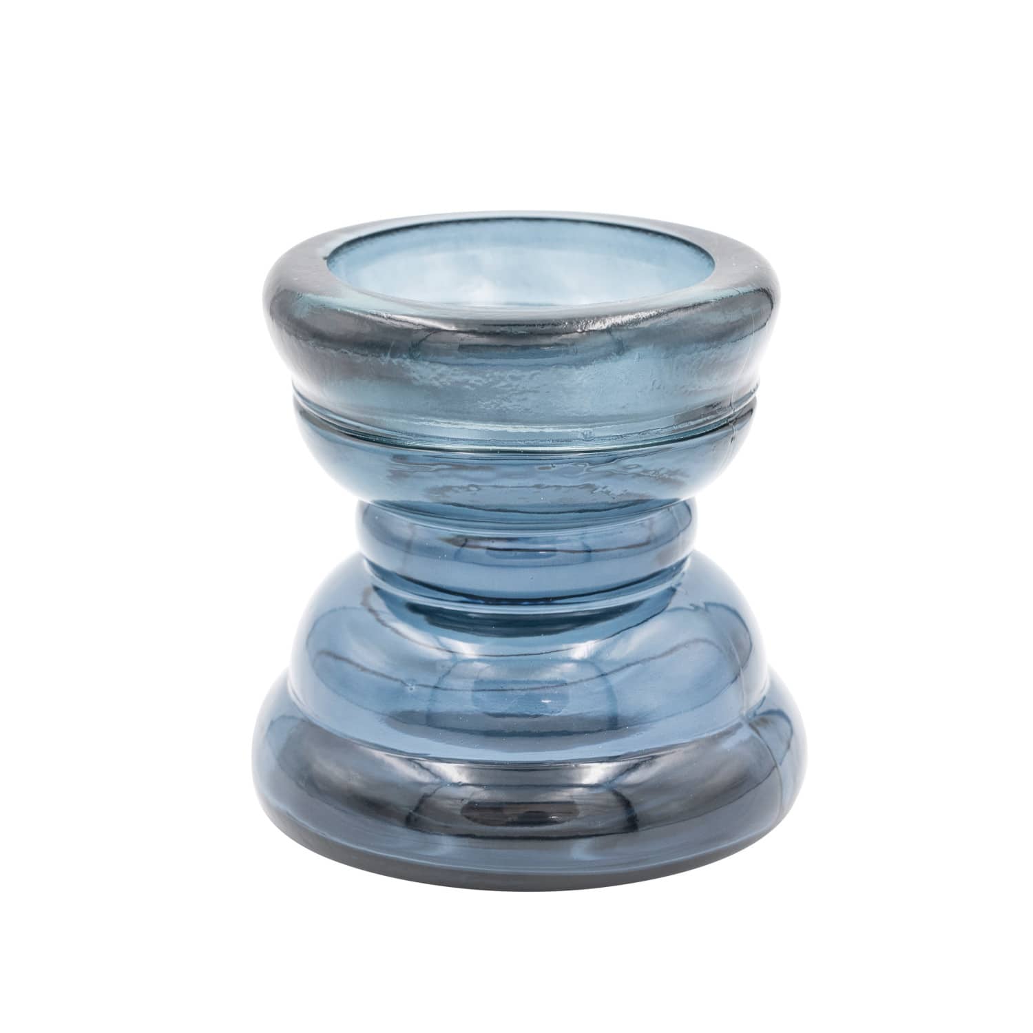 Hello Honey&#xAE; Blue Reclaimed Glass Pillar Candle Holder