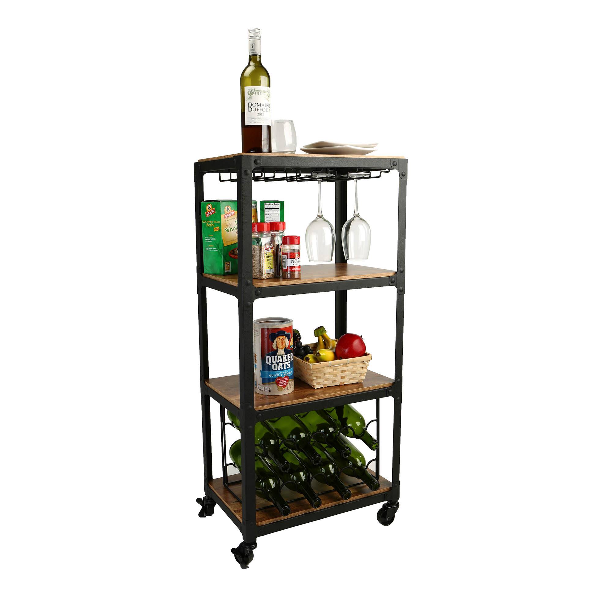 Mind Reader 39&#x22; 4-Tier Rolling Bar Cart