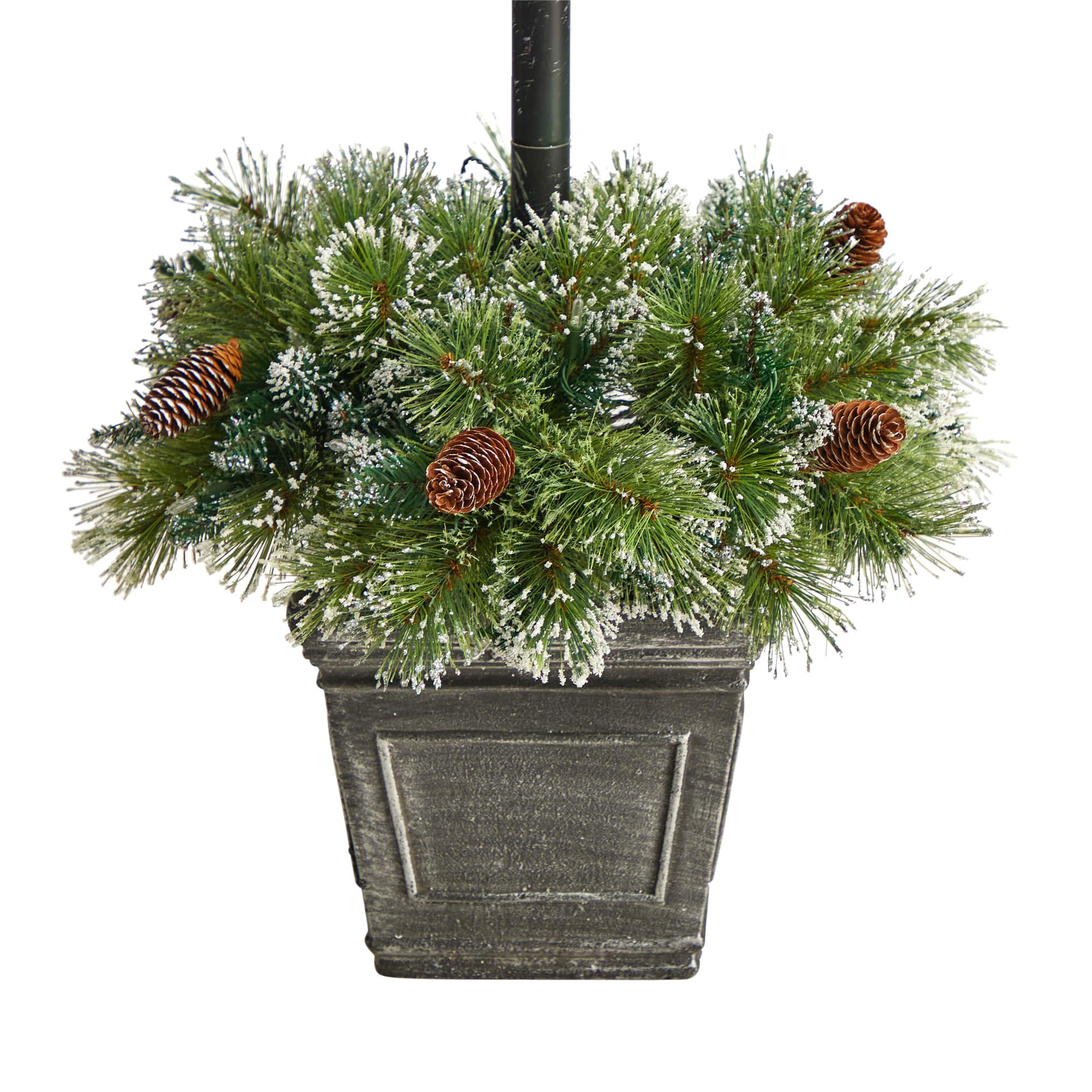 5ft. Pre-Lit LED Holiday Decorated Lamp Post With Faux Greenery In Decorative Container