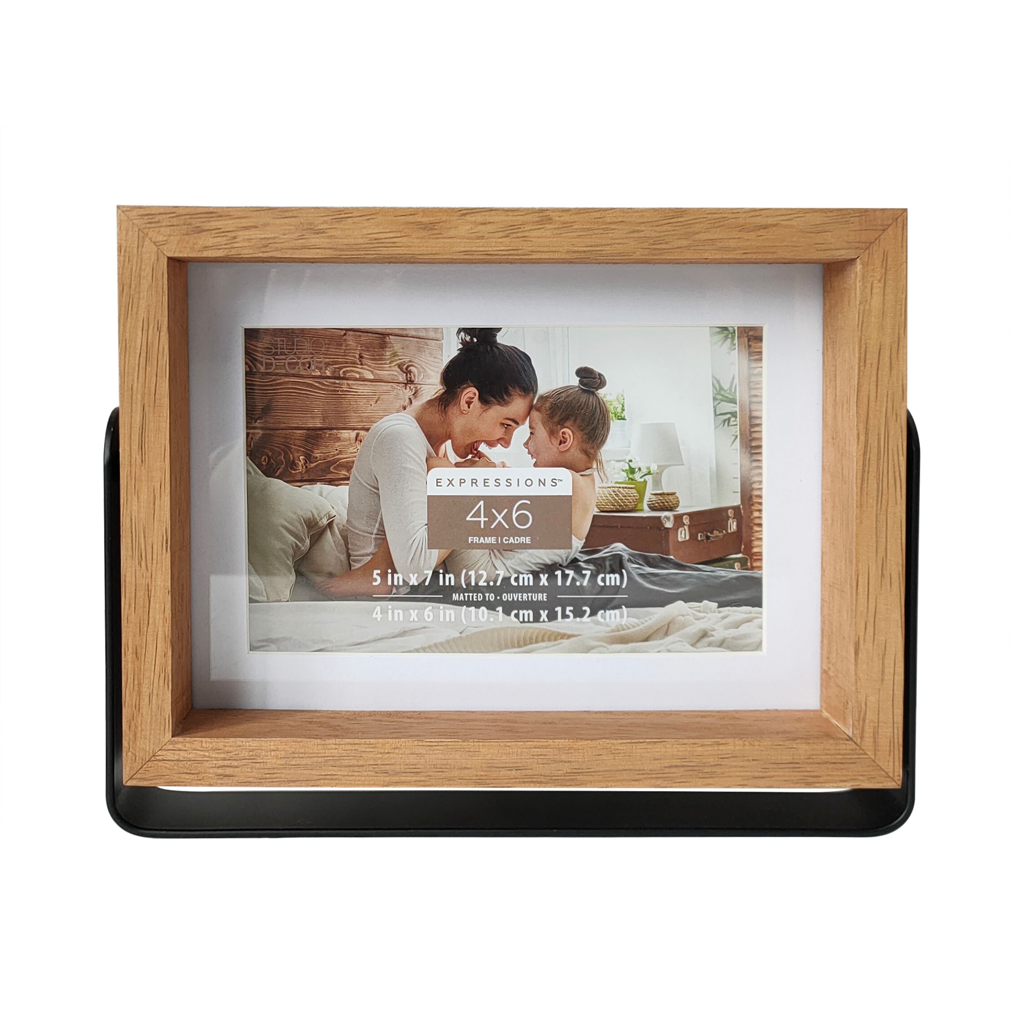 Natural Wood 4 x 6 Frame with Mat in Metal Base, Expressions by Studio  Décor®