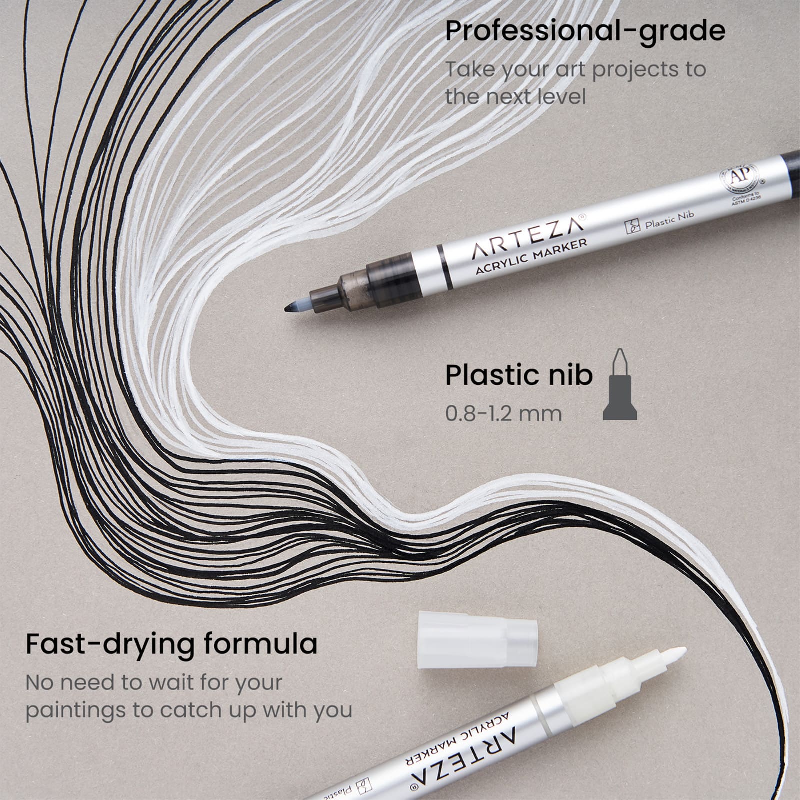 Arteza&#xAE; Black Extra Fine Acrylic Paint Markers, 12ct.