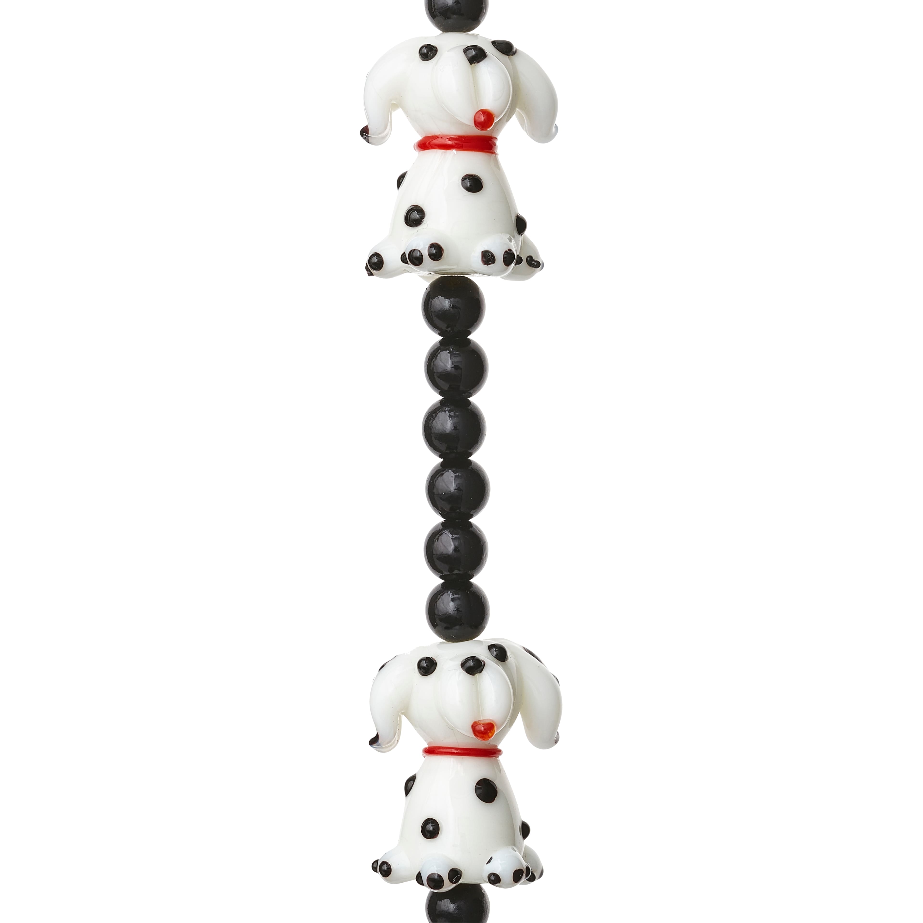 12 Pack: Black & White Dog Glass Lampwork Beads, 20mm by Bead Landing™