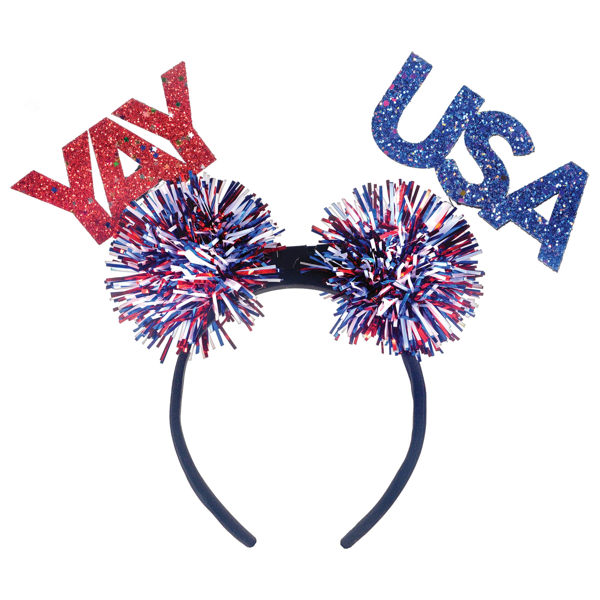 10.5&#x22; Patriotic Light-Up Yay USA Glitter Headbopper