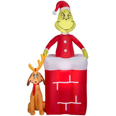 6ft. Animated Airblown® Inflatable Christmas Grinch in Chimney | Michaels