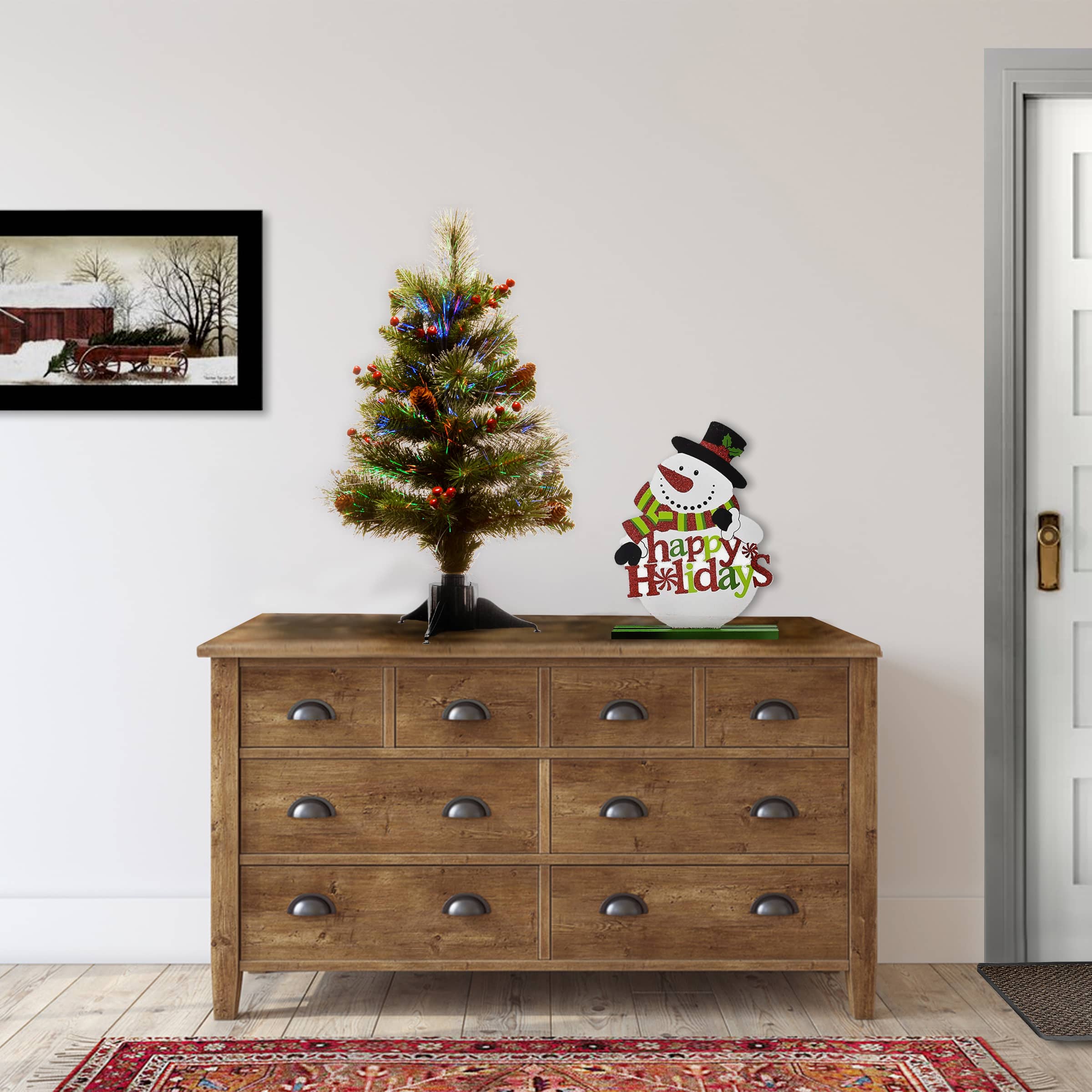 2ft. Fiber Optic Color Changing Ice Crestwood Artificial Christmas Tree with Silver Bristle