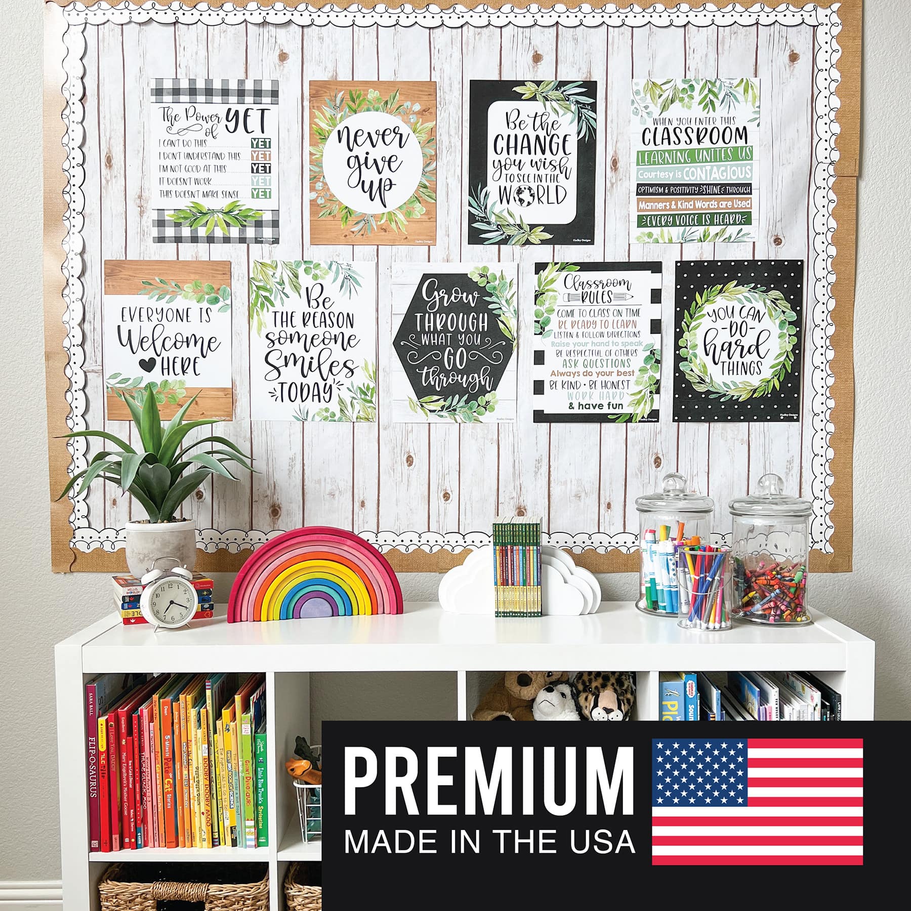 Hadley Designs 11" x 14" Boho Farmhouse Growth Mindset Classroom Décor Posters Set