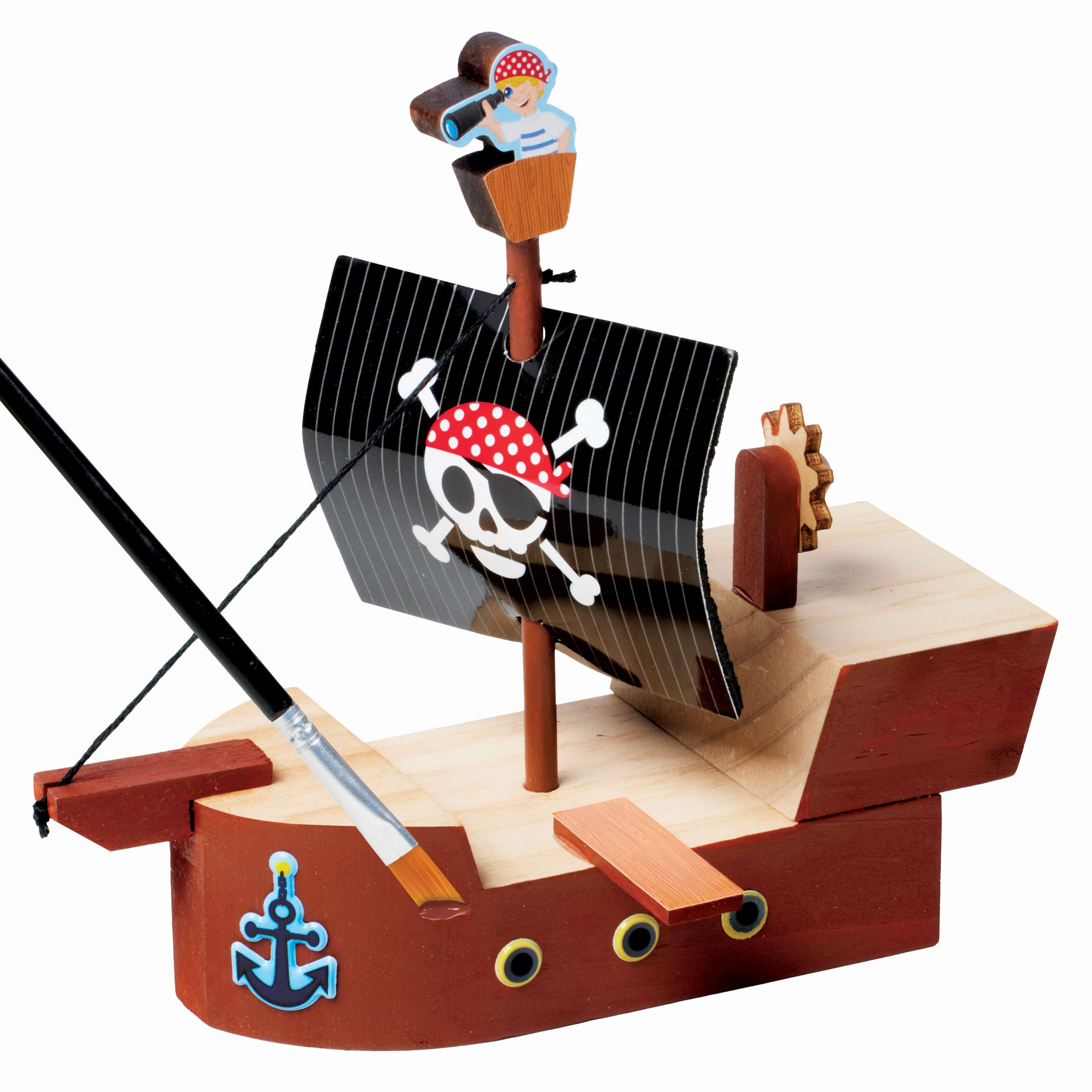 Creativity for Kids&#xAE; Buildeez!&#x2122; The Sea Skull Pirate Ship Wooden Model Set