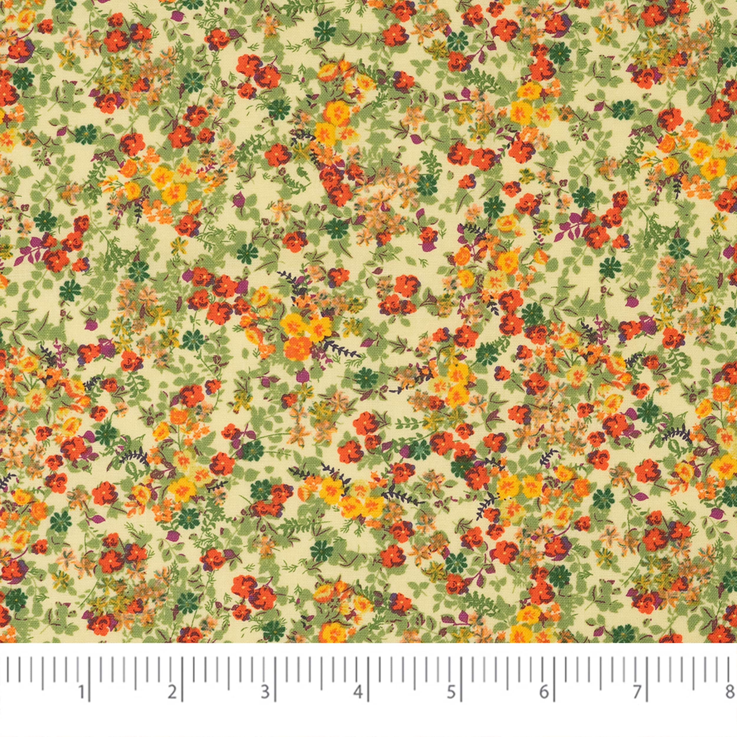 SINGER Yellow Floral Packed Cotton Fabric