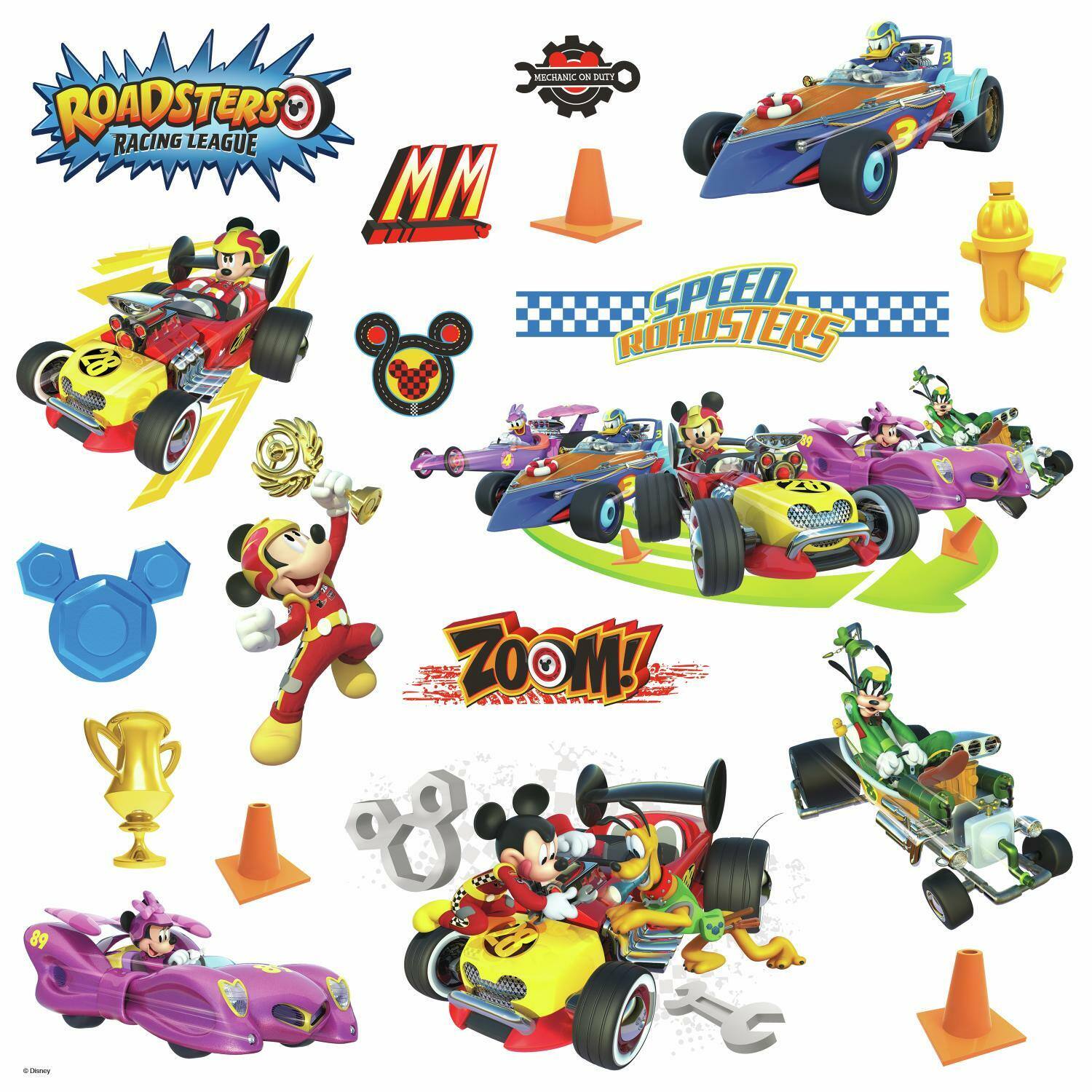 RoomMates Disney&#xAE; Mickey And The Roadsters Racers Peel &#x26; Stick Wall Decals