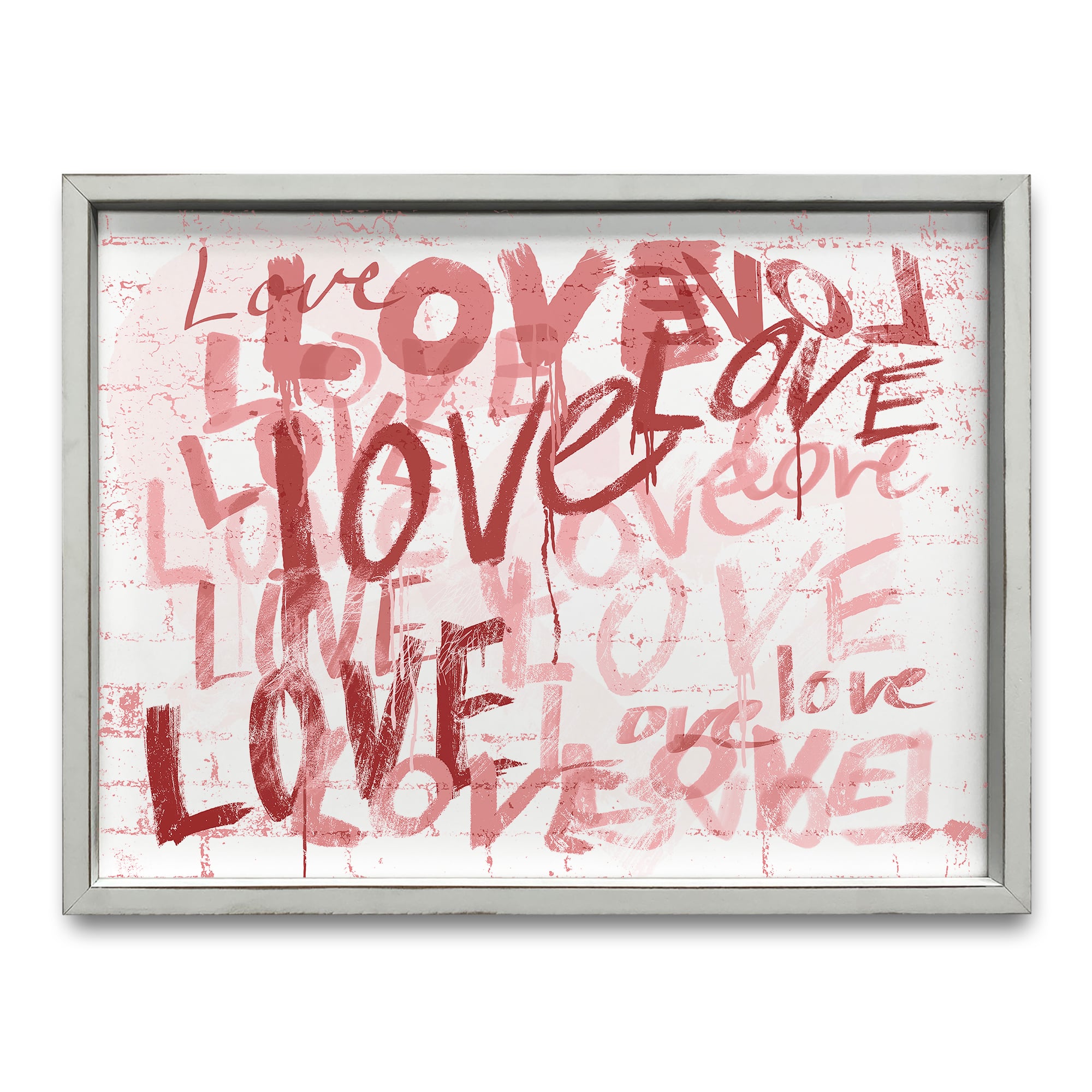 Love Typography White Framed Print