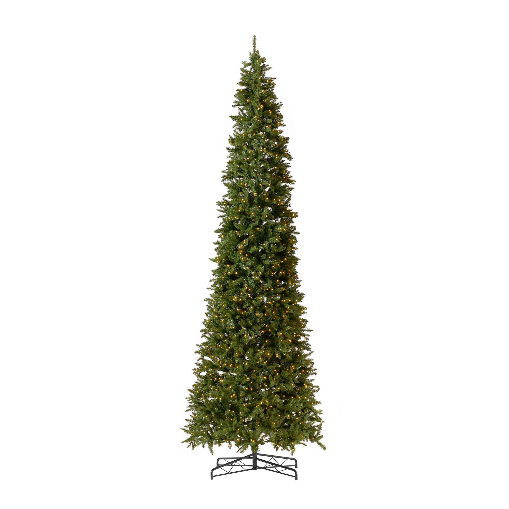 13ft. Pre-Lit Green Mountain Pine Slim Artificial Christmas Tree, Warm White LED Lights