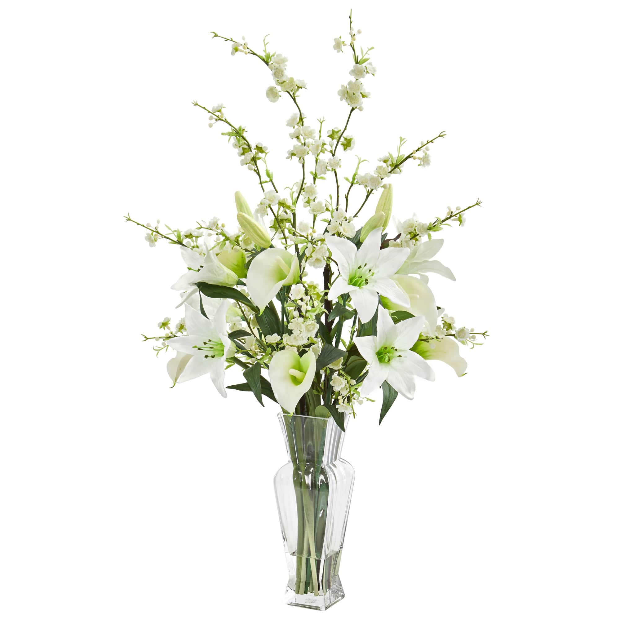 2.5ft. White Calla Lily & Cherry Blossom Arrangement in Vase | Michaels