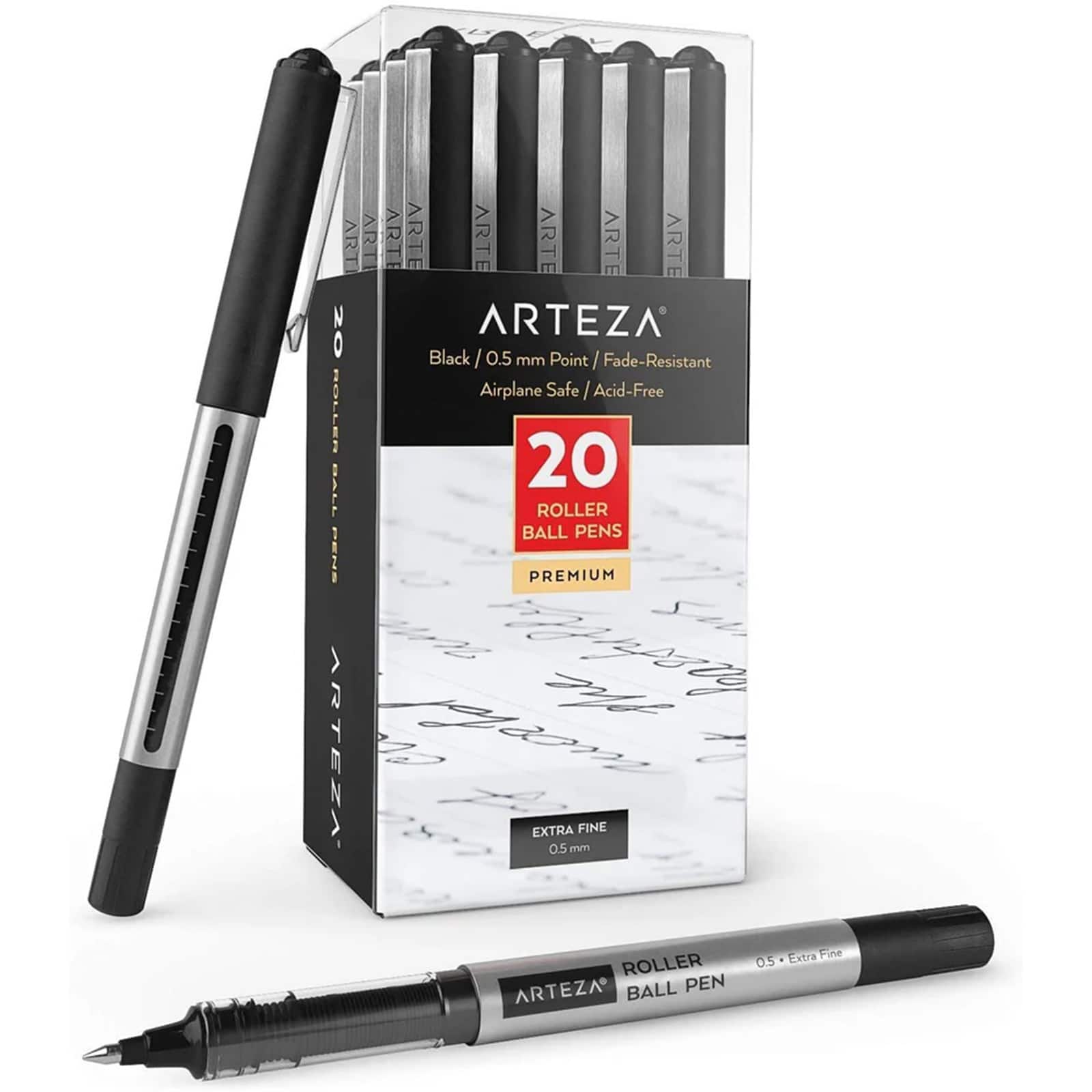 Arteza® 0.5mm Extra Fine Black Roller Ball Pens, 20ct.