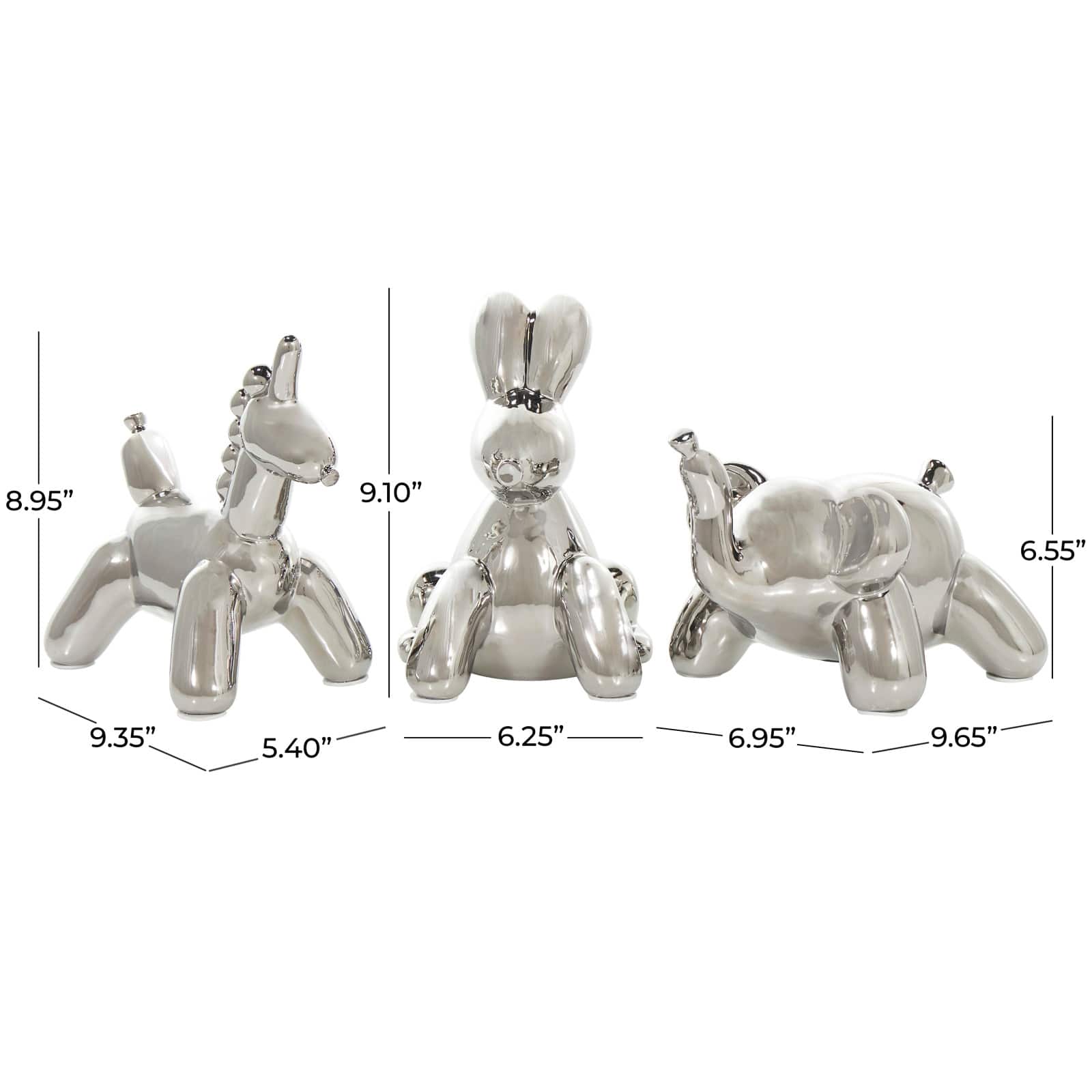 Ceramic Balloon Animals Tabletop Sculpture Set