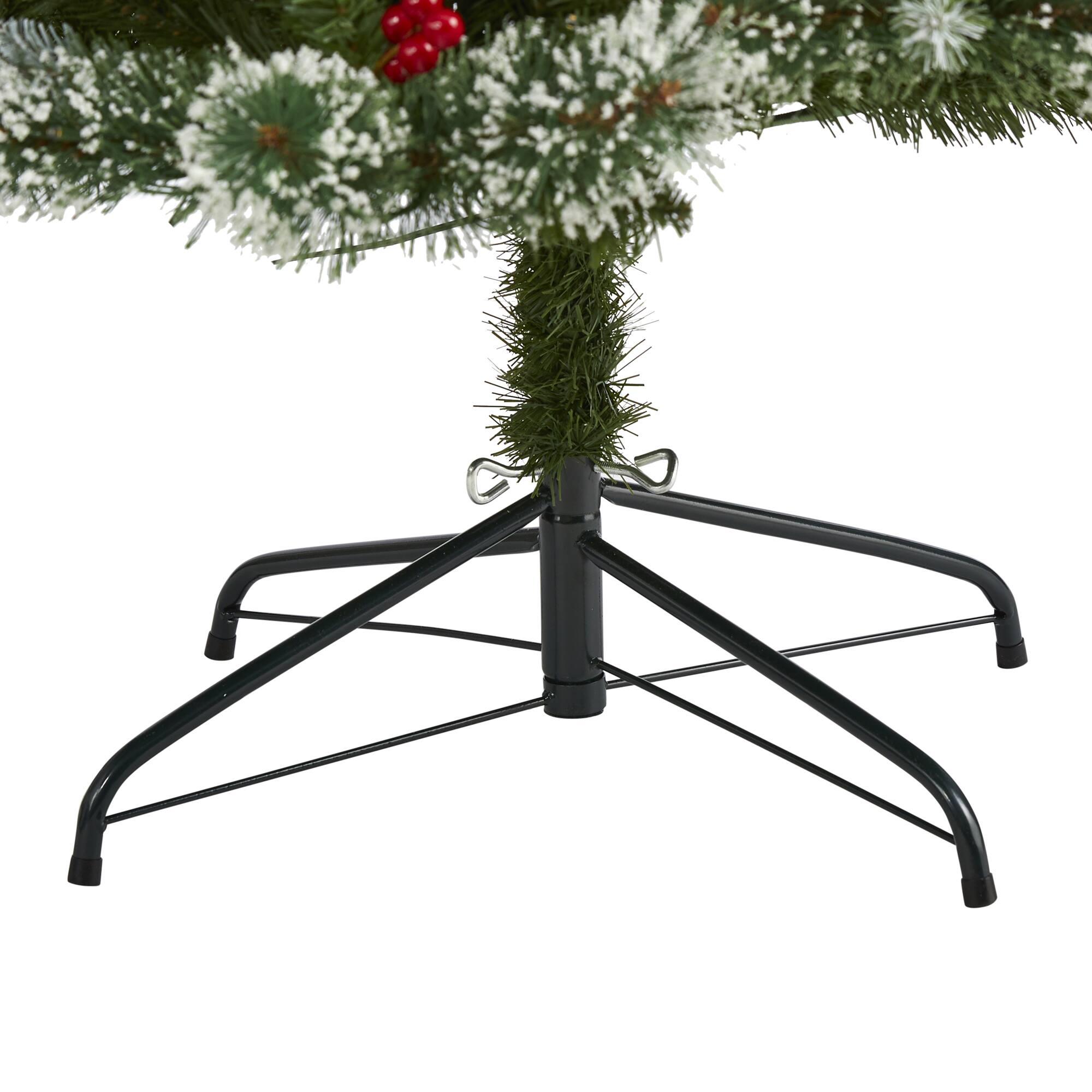 7ft. Pre-Lit Frosted Swiss Pine & Berries Artificial Christmas Tree with Clear LED Lights