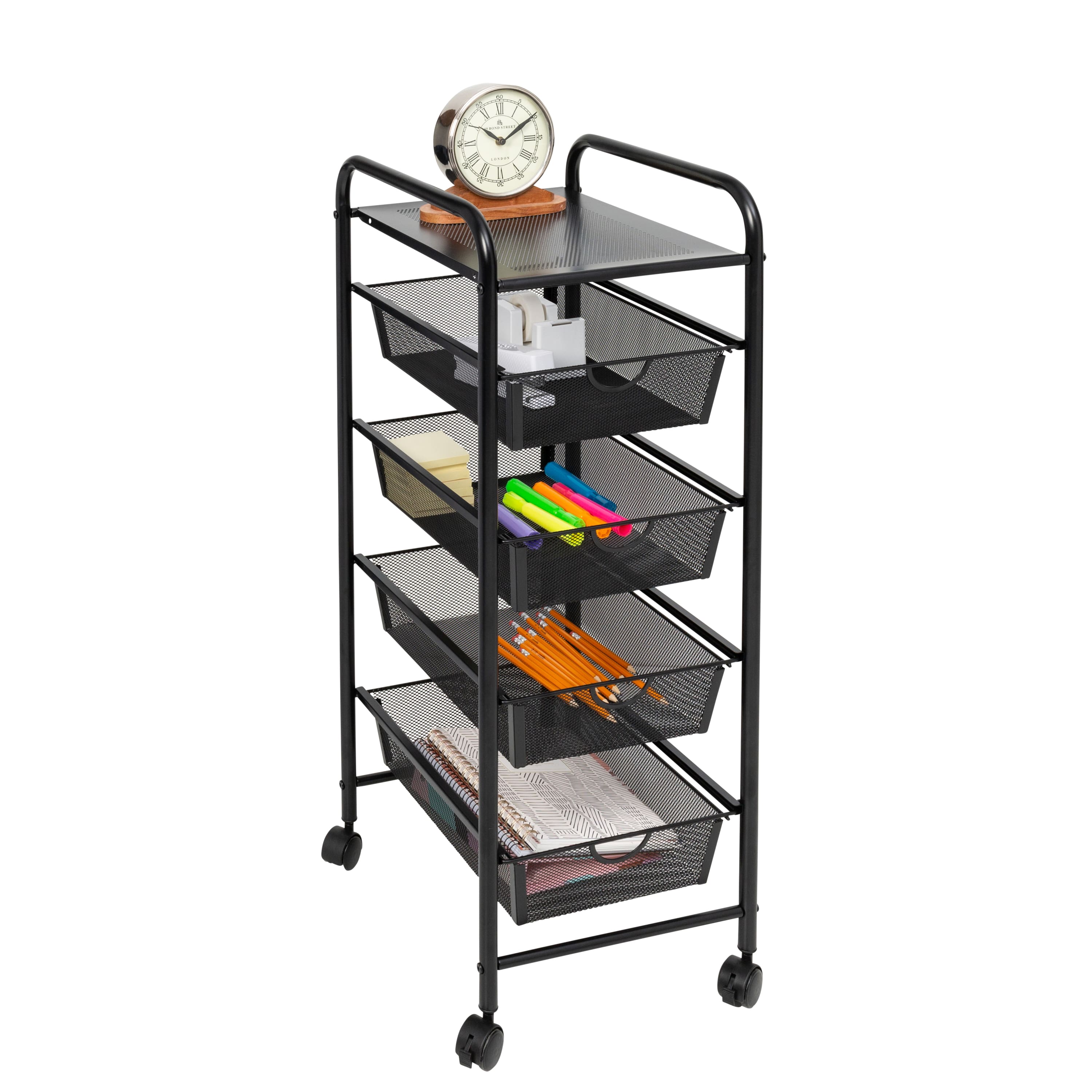 Honey Can Do Black 4-Drawer Rolling Cart