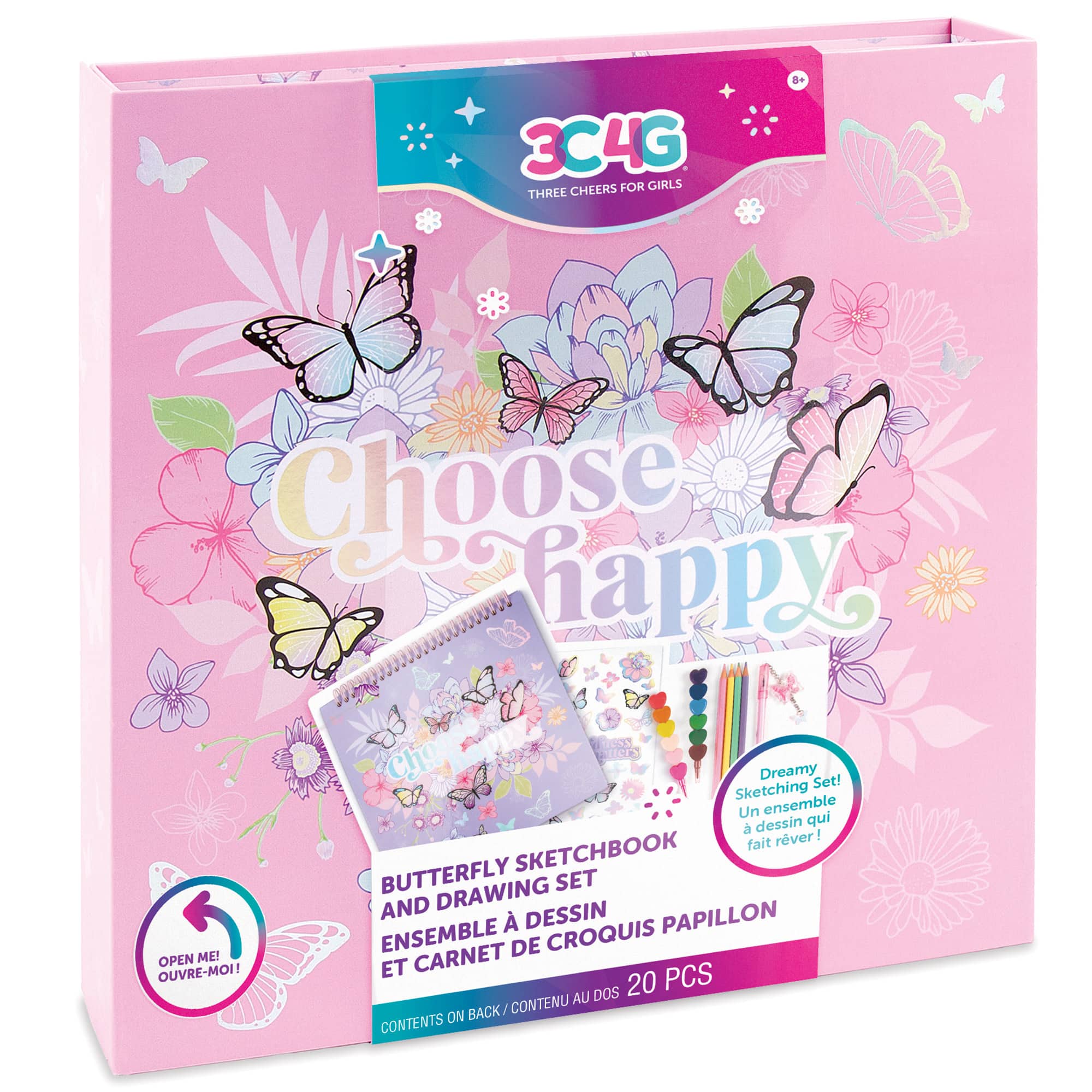 Make It Real 3C4G: Butterfly Sketchbook &#x26; Drawing Set, 20pcs