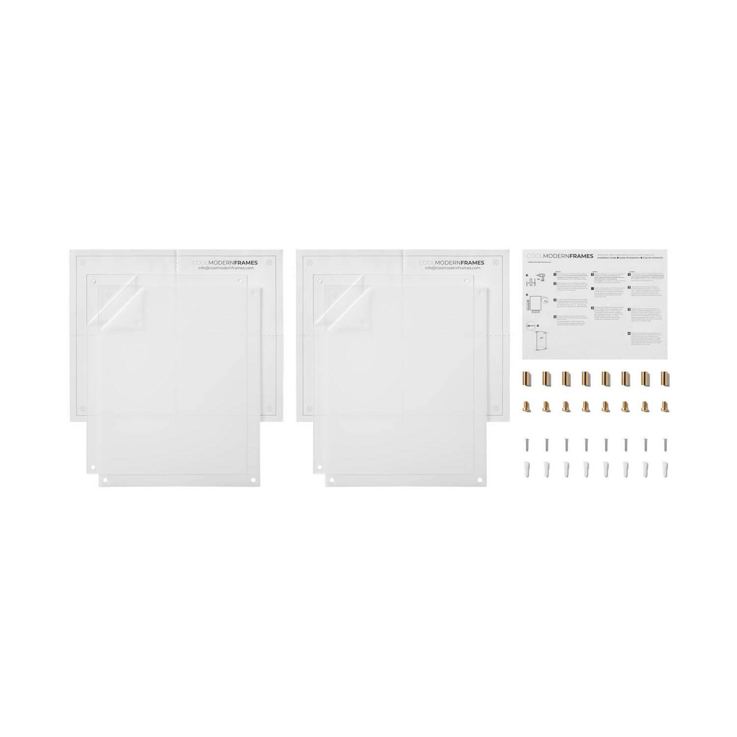 Cool Modern Frames 2 Pack Clear Acrylic Float Frame with Gold Hardware