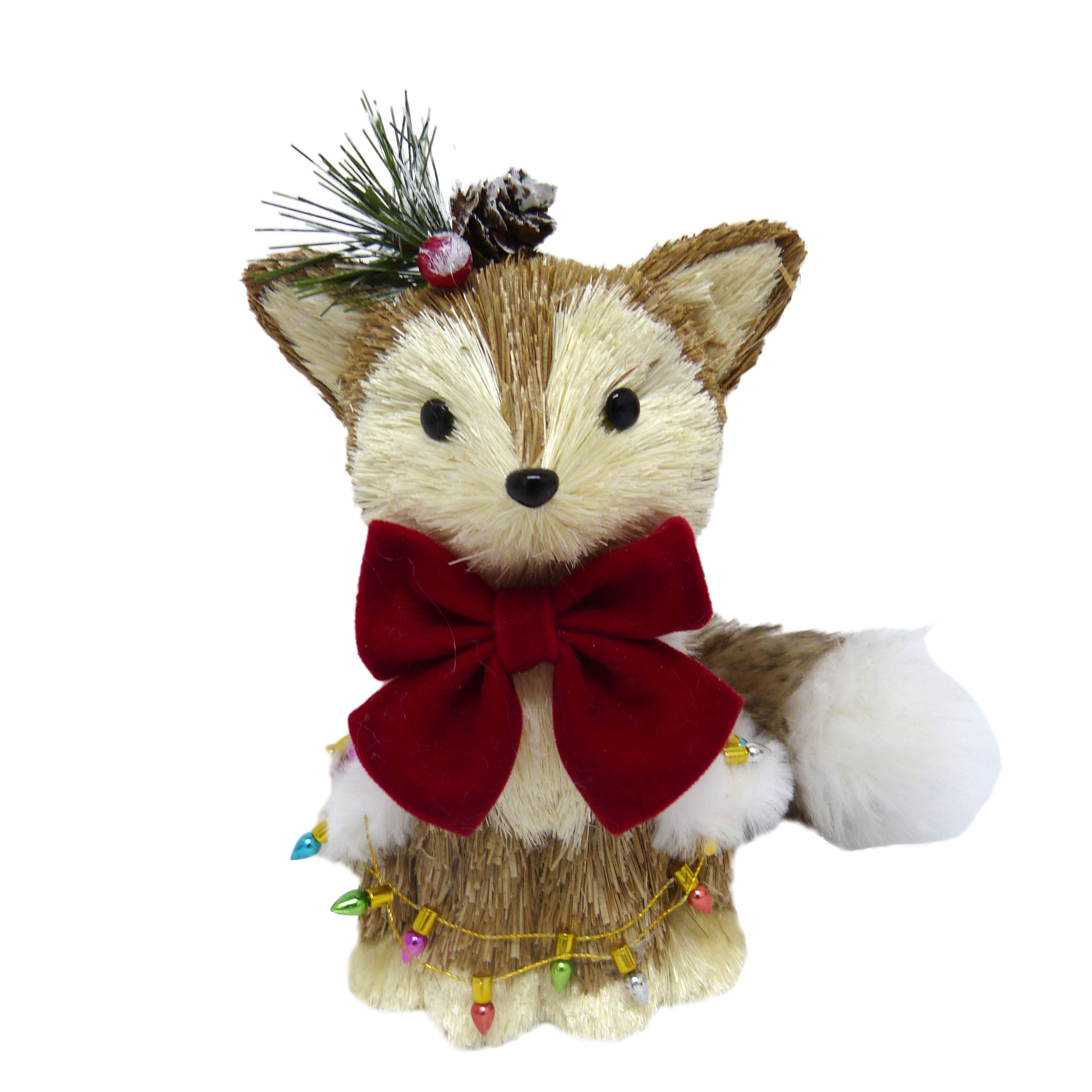 6.3&#x22; Natural Fox with Bow Decoration by Ashland&#xAE;