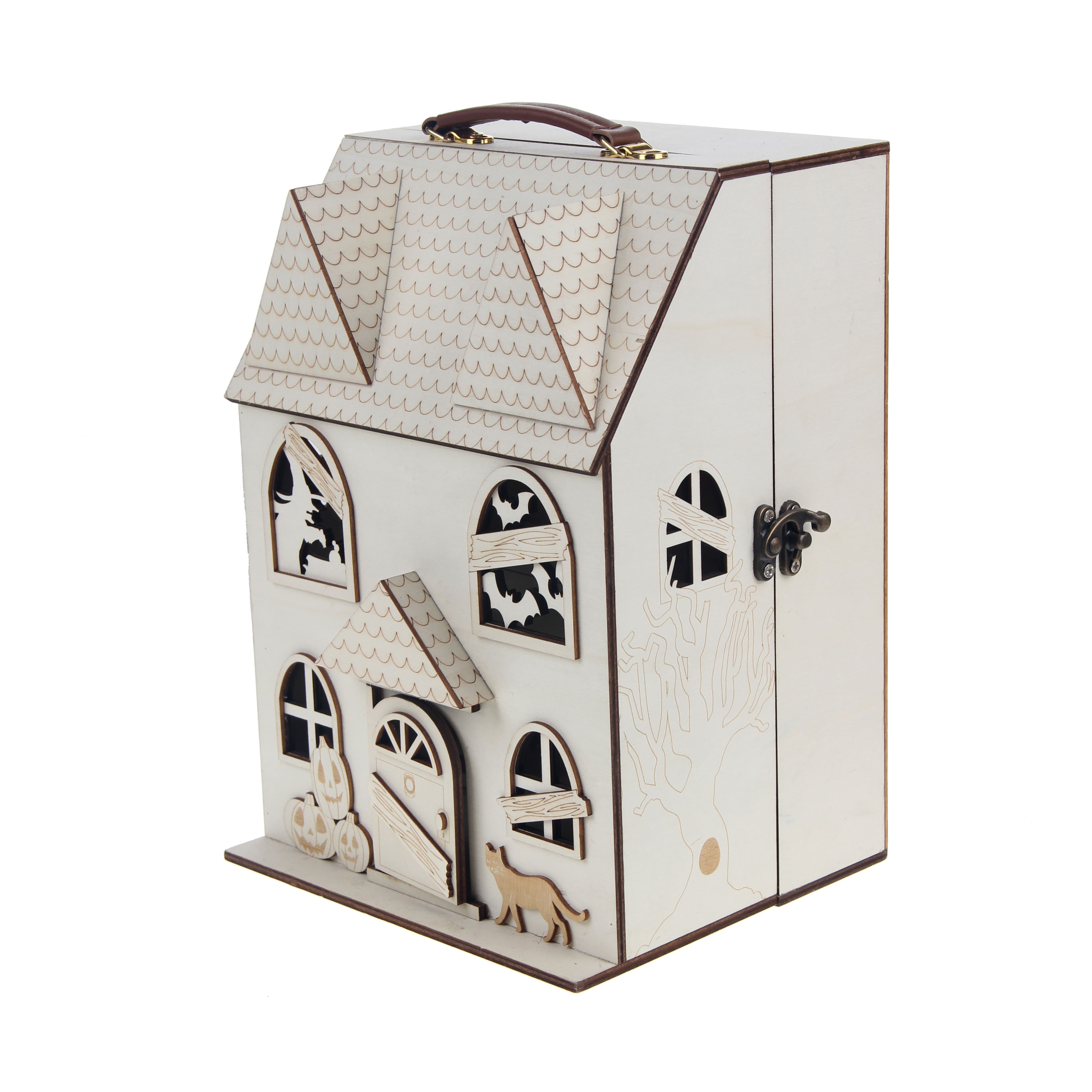 12&#x22; DIY Haunted Dollhouse Wood D&#xE9;cor by Make Market&#xAE;