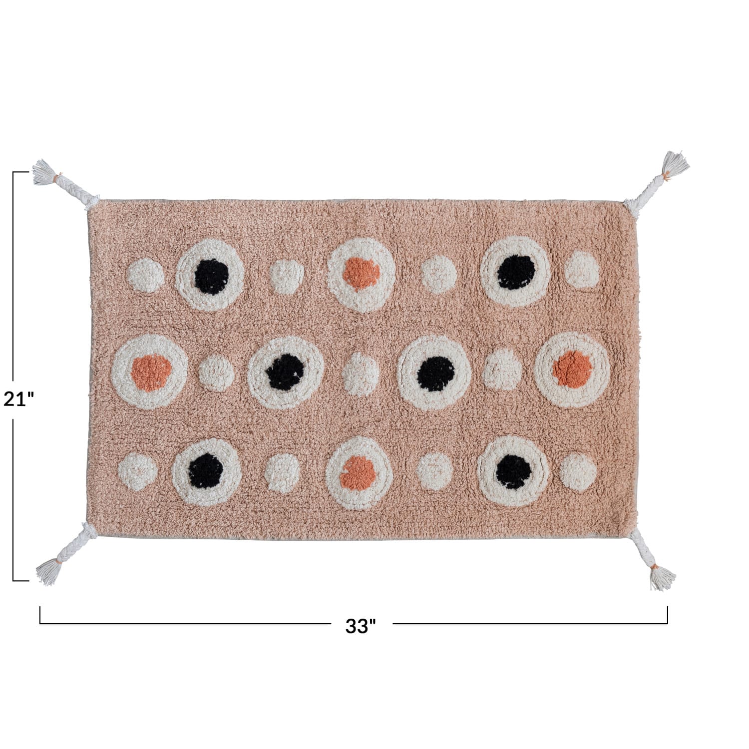 Hello Honey® Boho Cotton Tufted Circle Pattern Bath Mat with Tassels, 3ft. x 2ft.