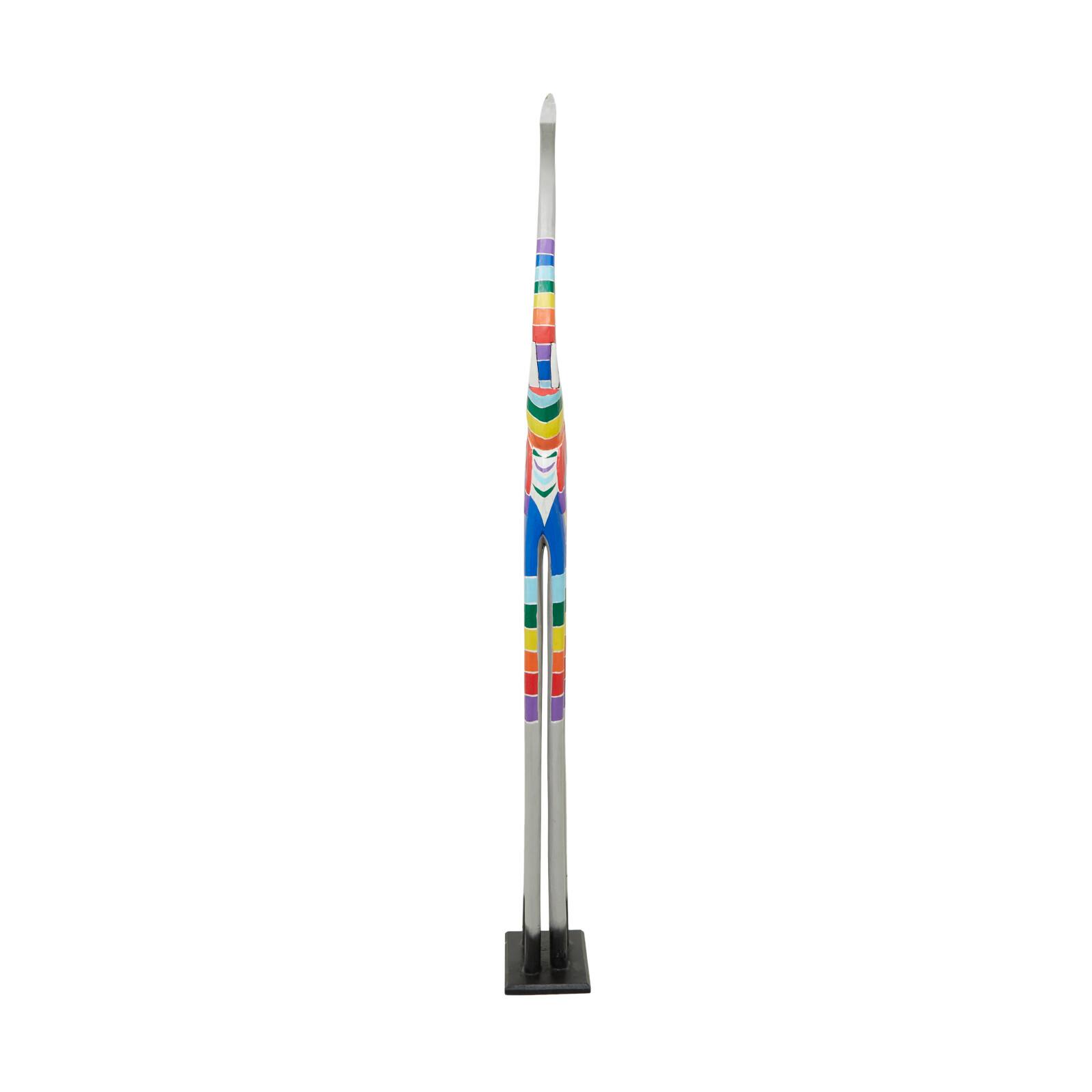 5ft. Multicolored Striped Wooden Elephant Sculpture